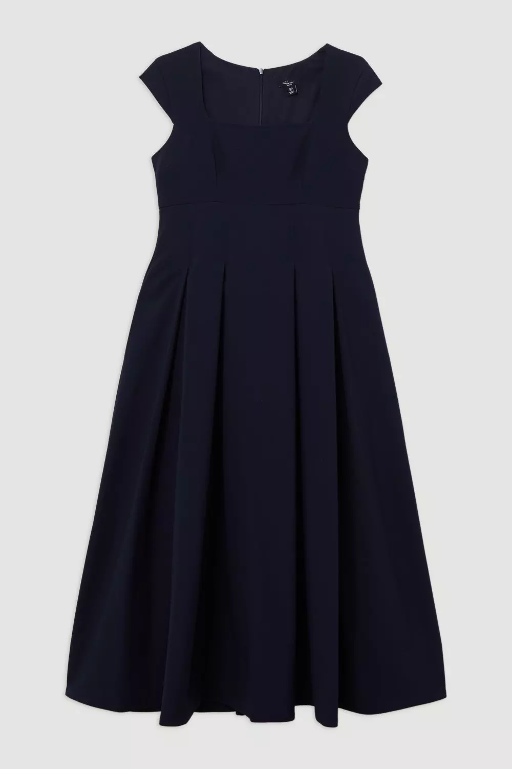 Petite Clean Tailored Square Neck Full Skirted Midi Dress