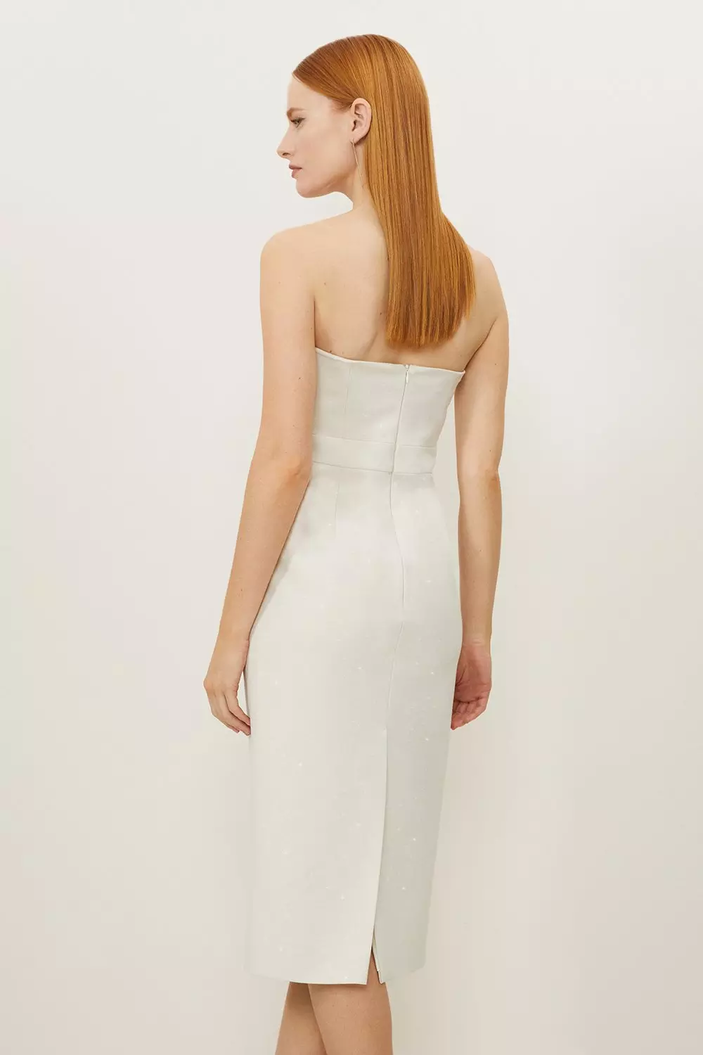 Tailored Metallic Bandeau Midi Pencil Dress | Karen Millen