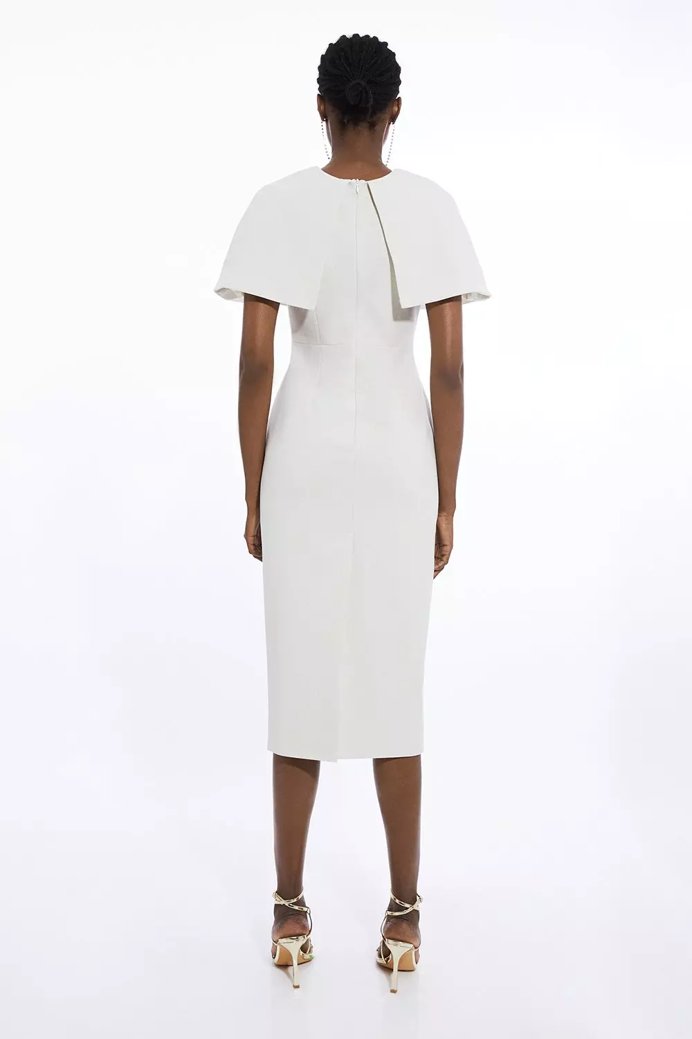 Petite Tailored Metallic Cape Detailed Maxi Pencil Dress