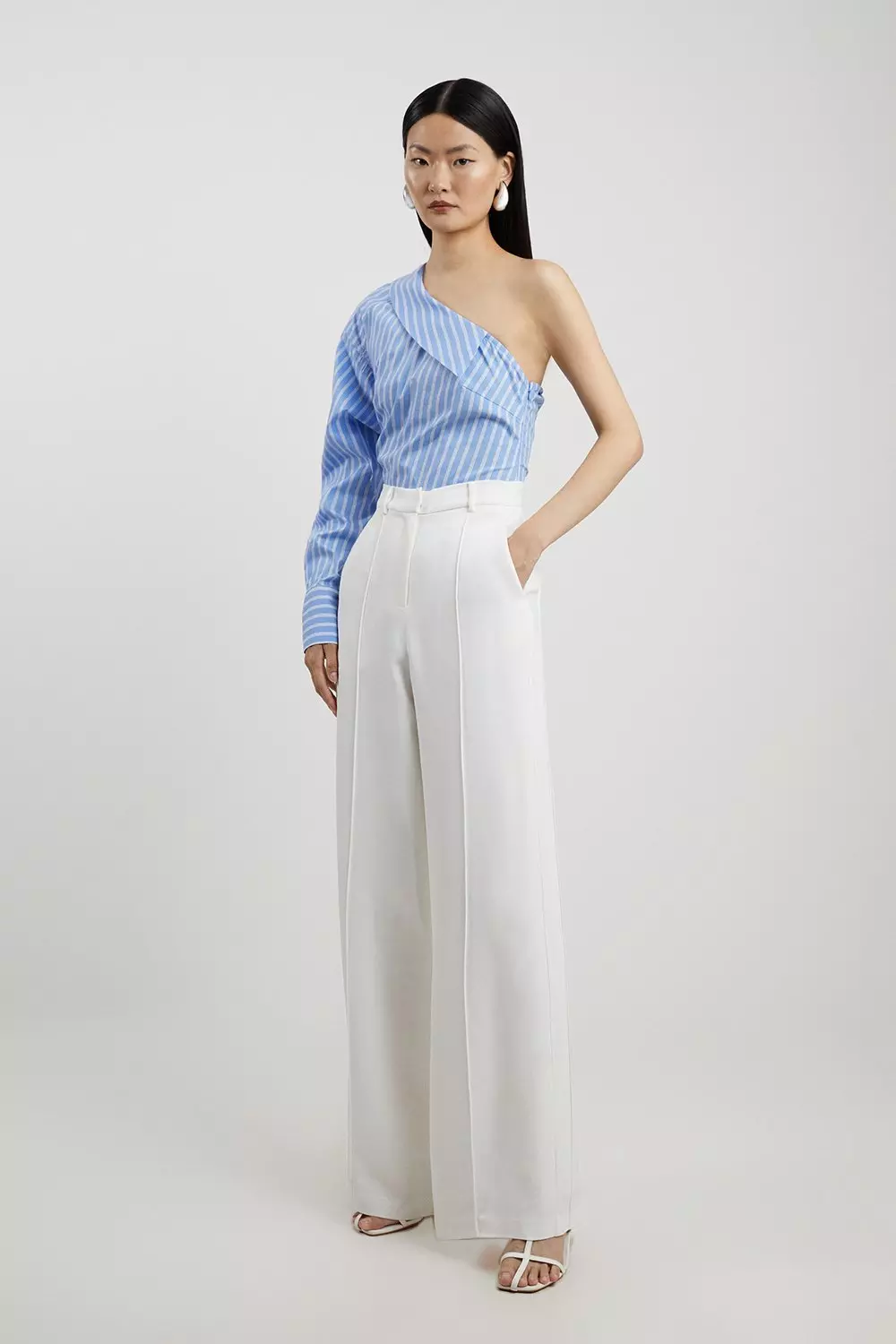 Ivory Petite Premium Woven Viscose Crepe Wide Leg Pants alternative image