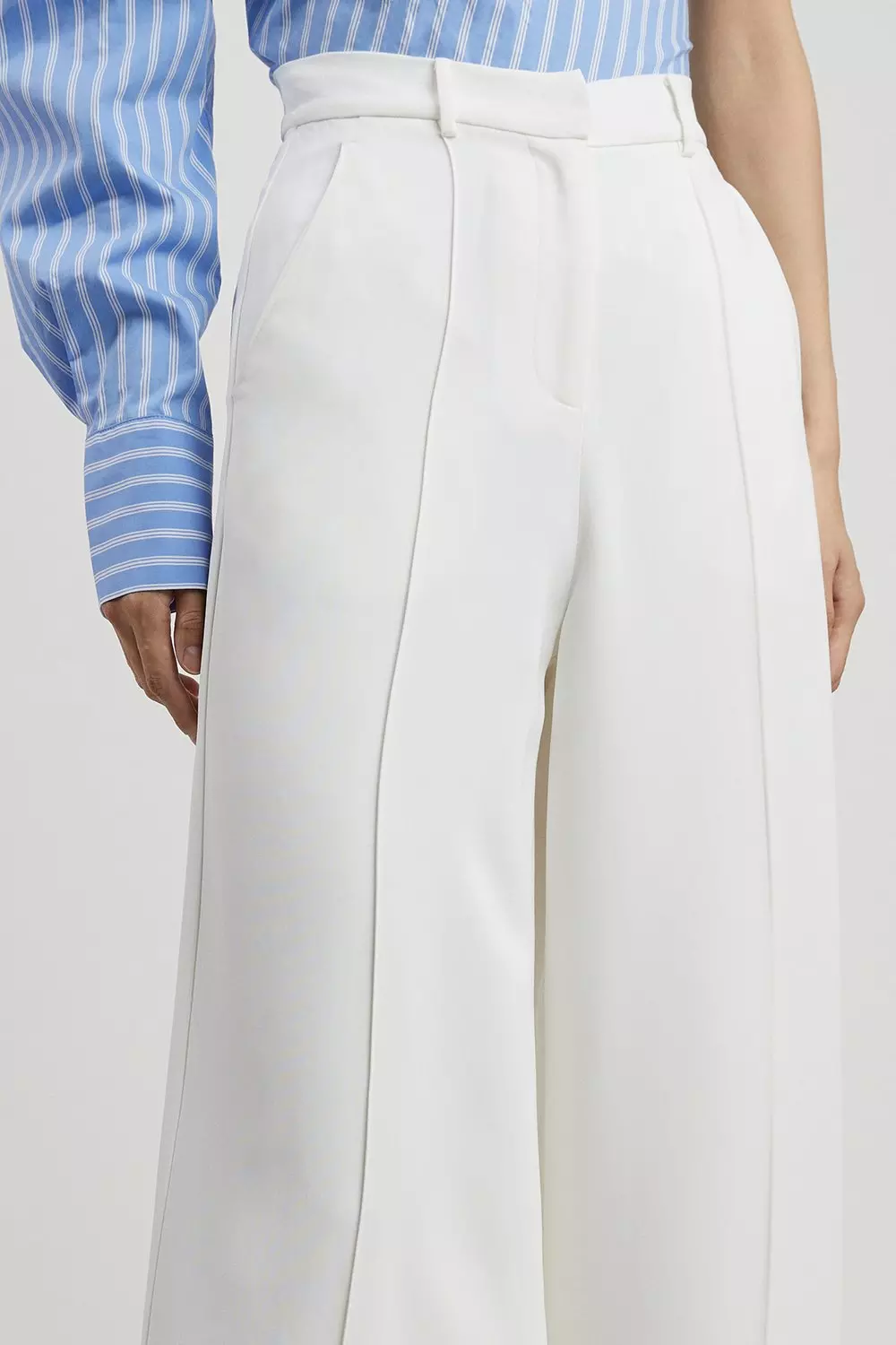 Ivory Petite Premium Woven Viscose Crepe Wide Leg Pants alternative image