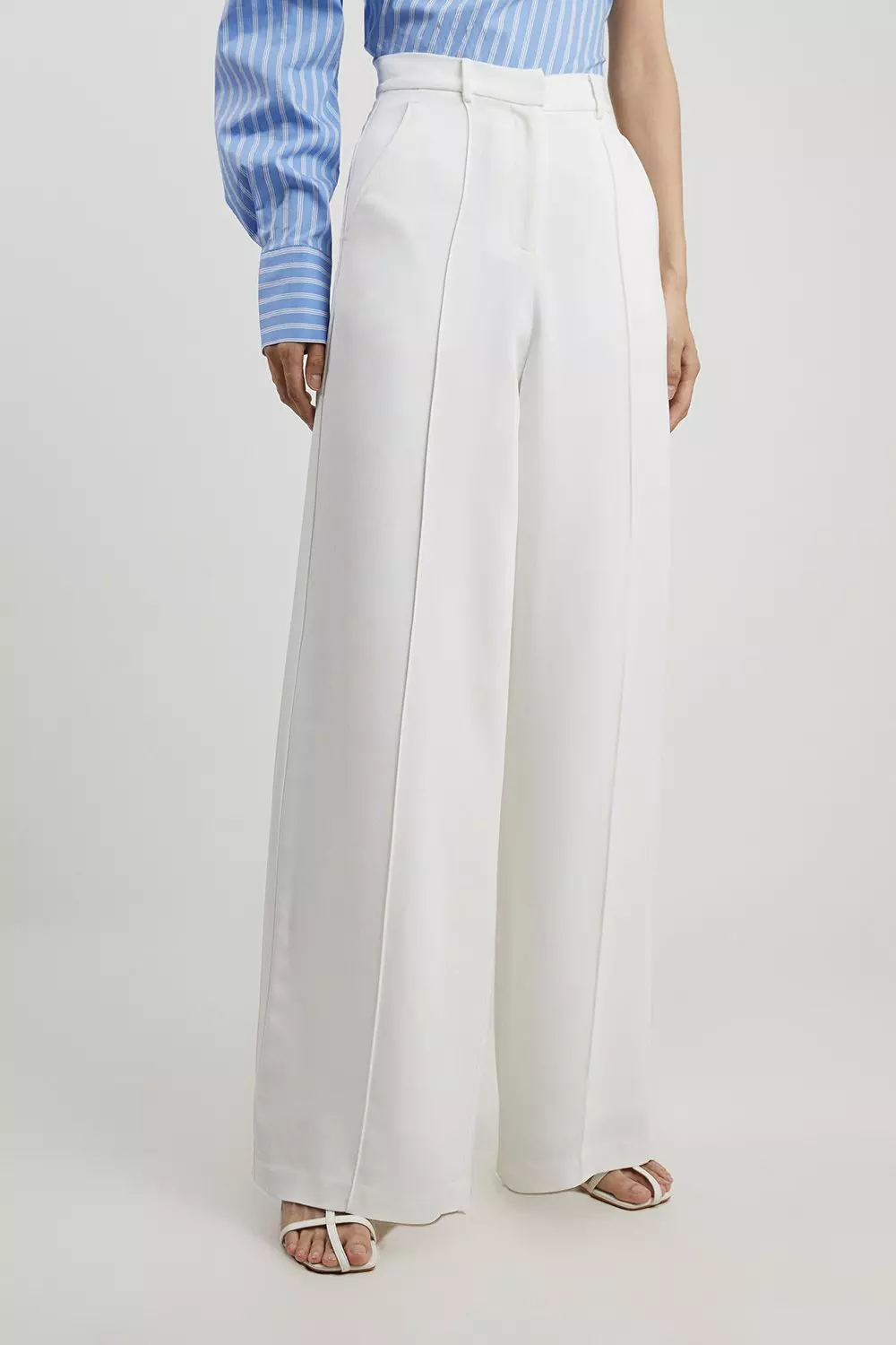 Ivory Petite Premium Woven Viscose Crepe Wide Leg Pants alternative image