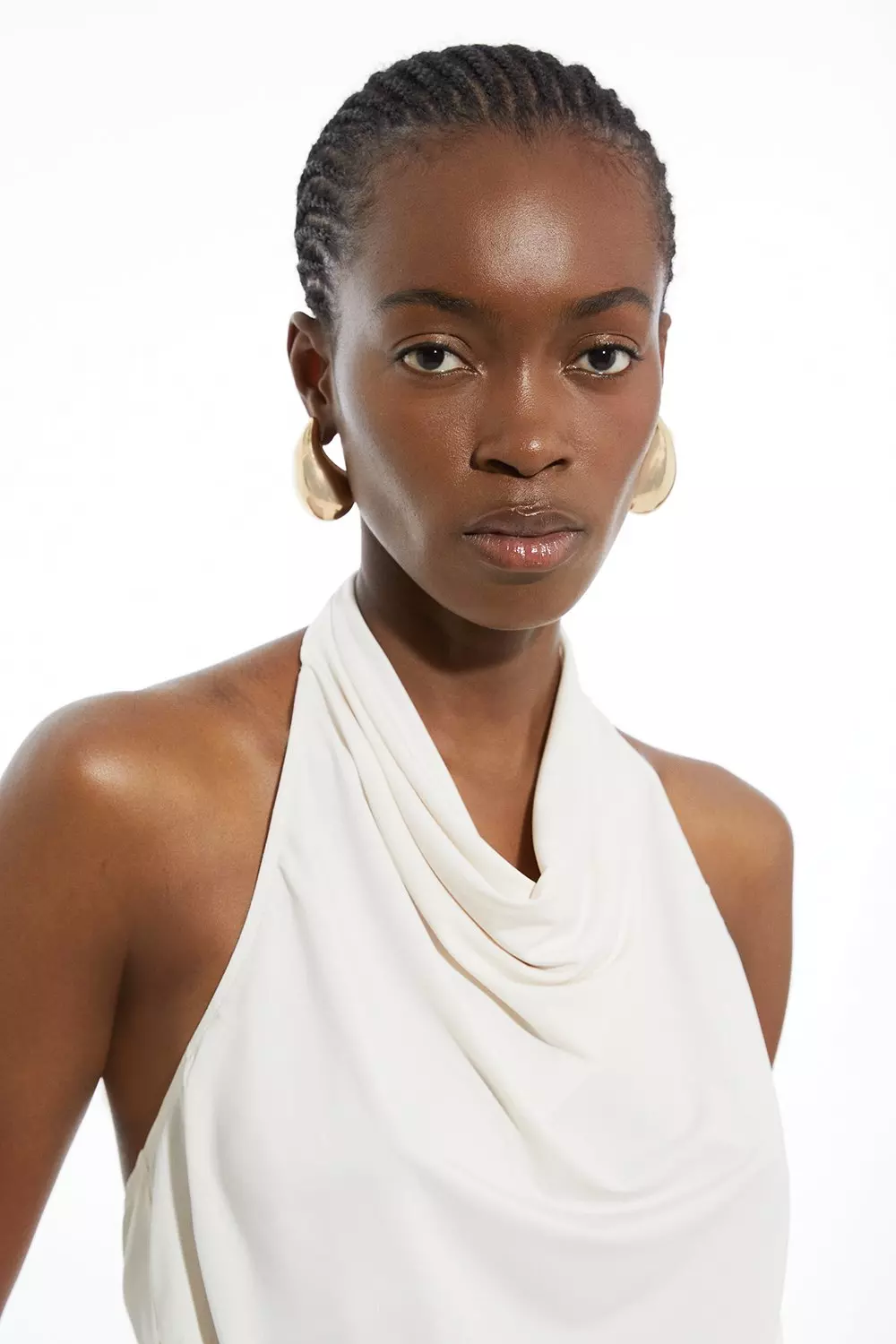Jersey Knit Mix Halter Neck Top alternative image