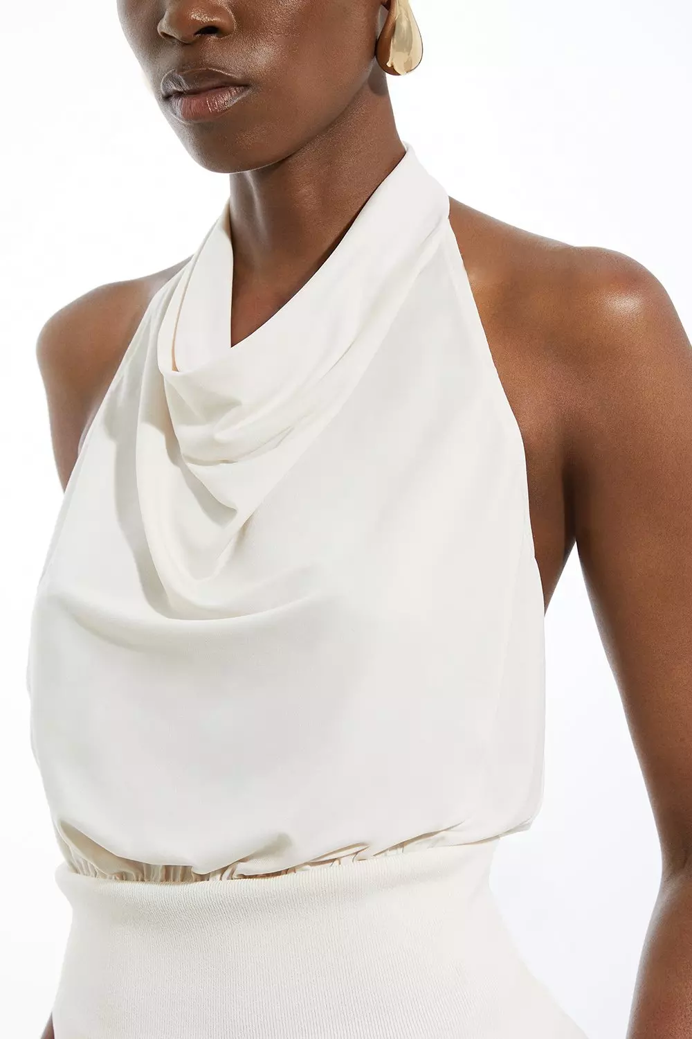 Jersey Knit Mix Halter Neck Top alternative image