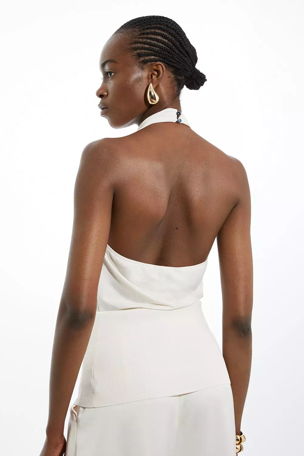 Jersey Knit Mix Halter Neck Top alternative image