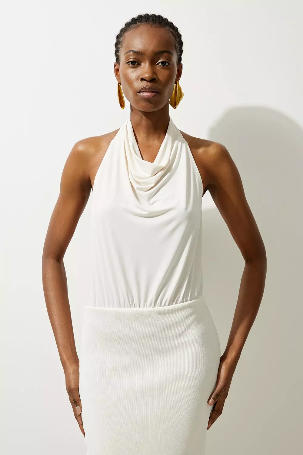 Cream halter neck dress hotsell