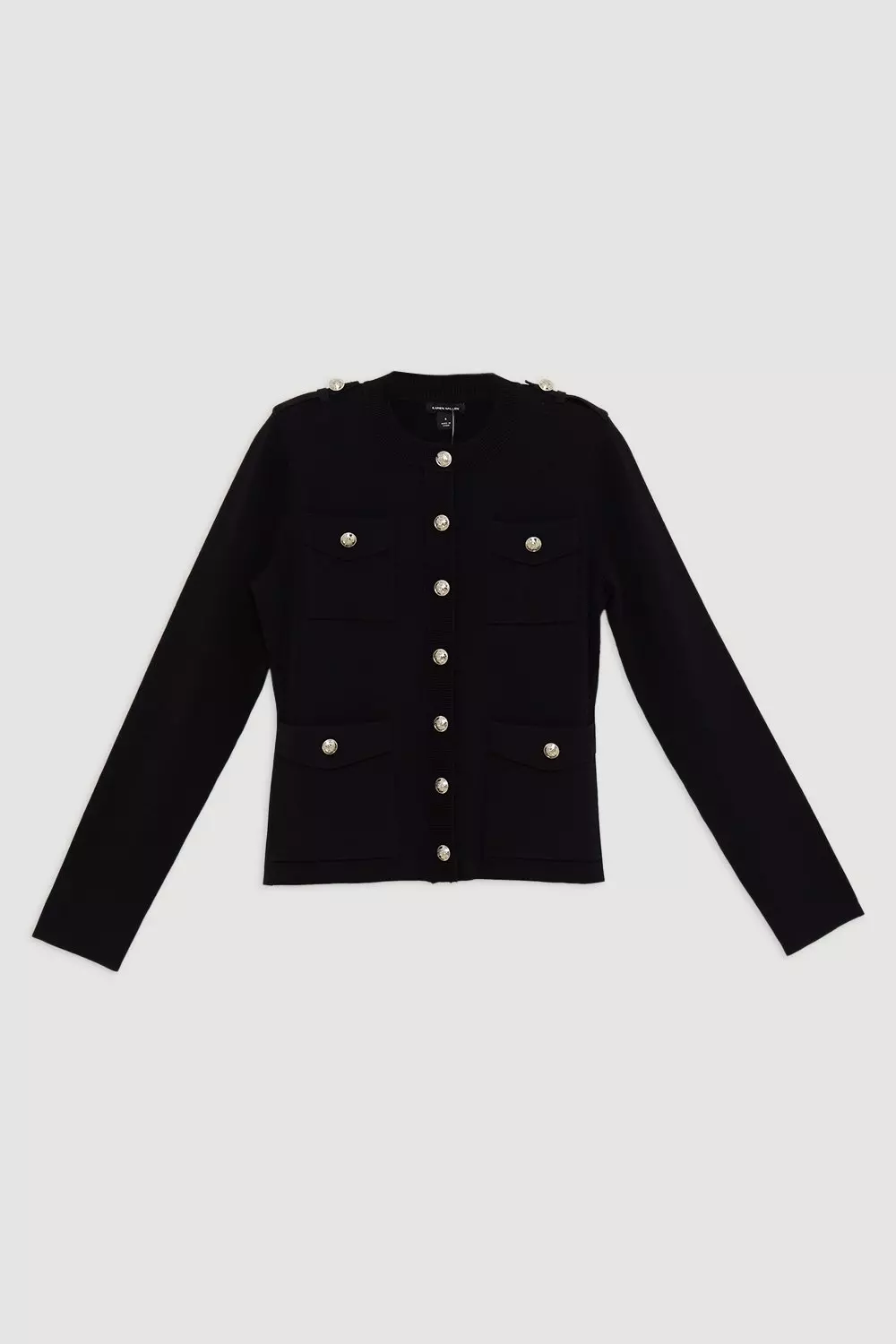 Black Military Trim Knitted Four Pocket Jacket alternative image