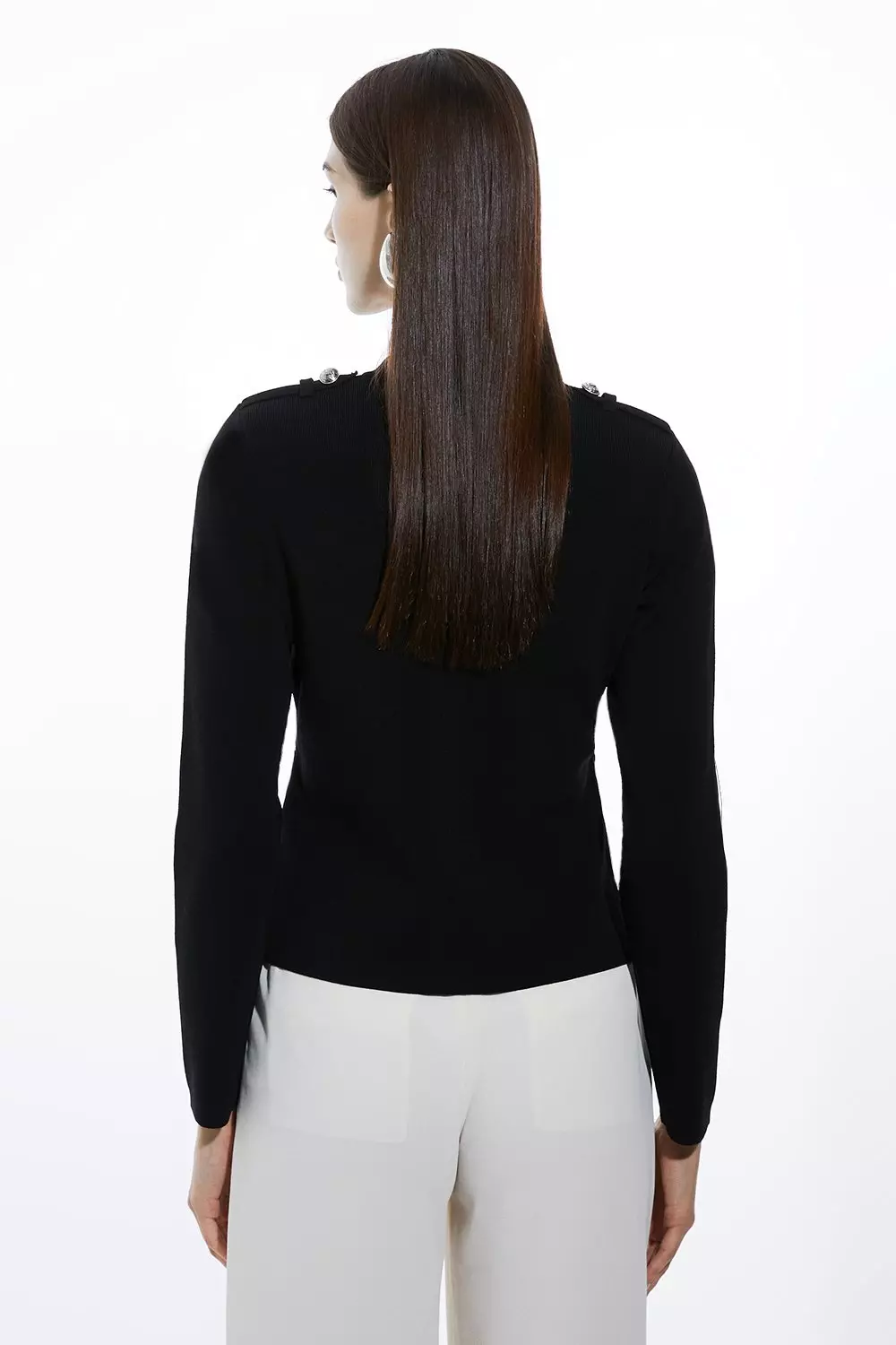 Black Military Trim Knitted Four Pocket Jacket alternative image