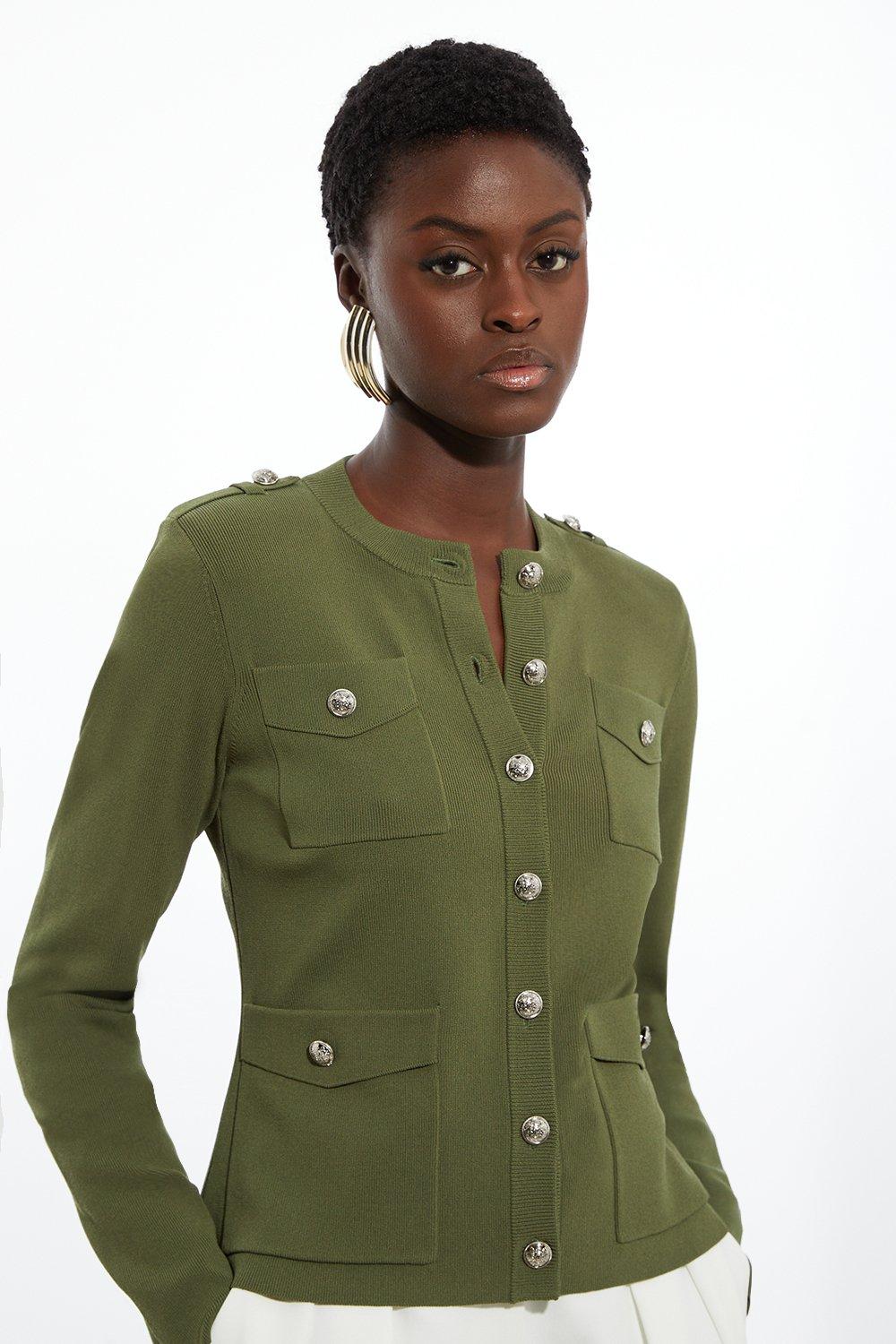 Green military style jacket womens best sale