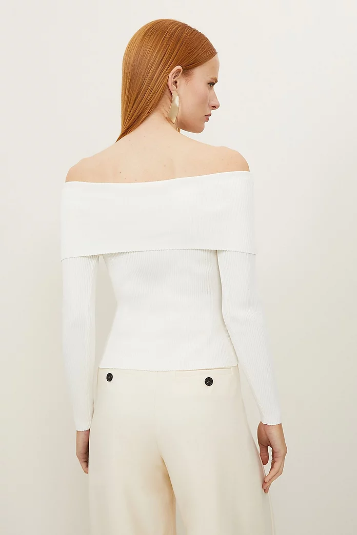 Light Weight Summer Knit Ribbed Off The Shoulder Top | Karen Light Weight Summer Knit Ribbed Off The Shoulder Top | Karen