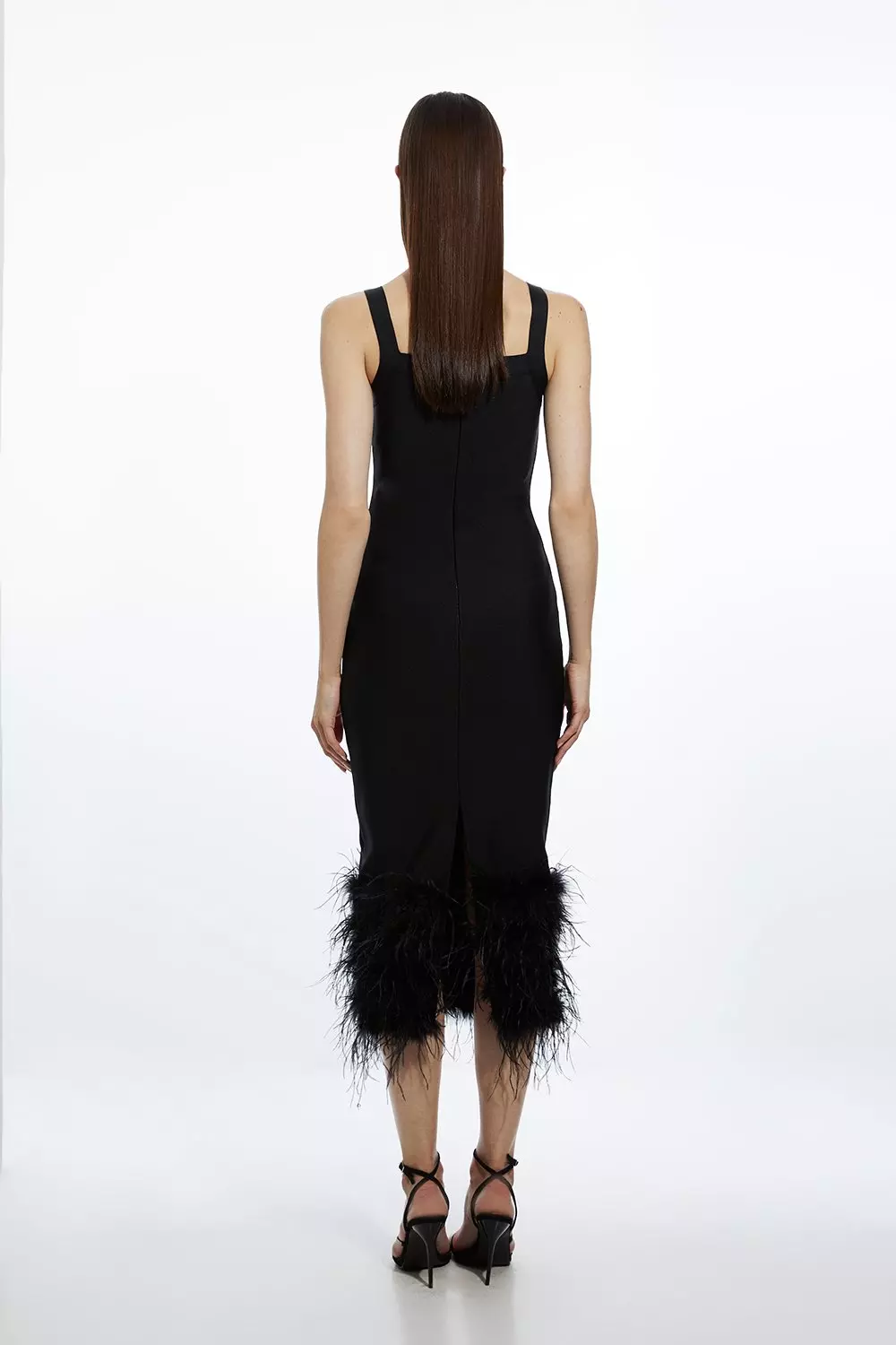 Figure Form Bandage Feather Hem Knit Midi Dress Karen Millen