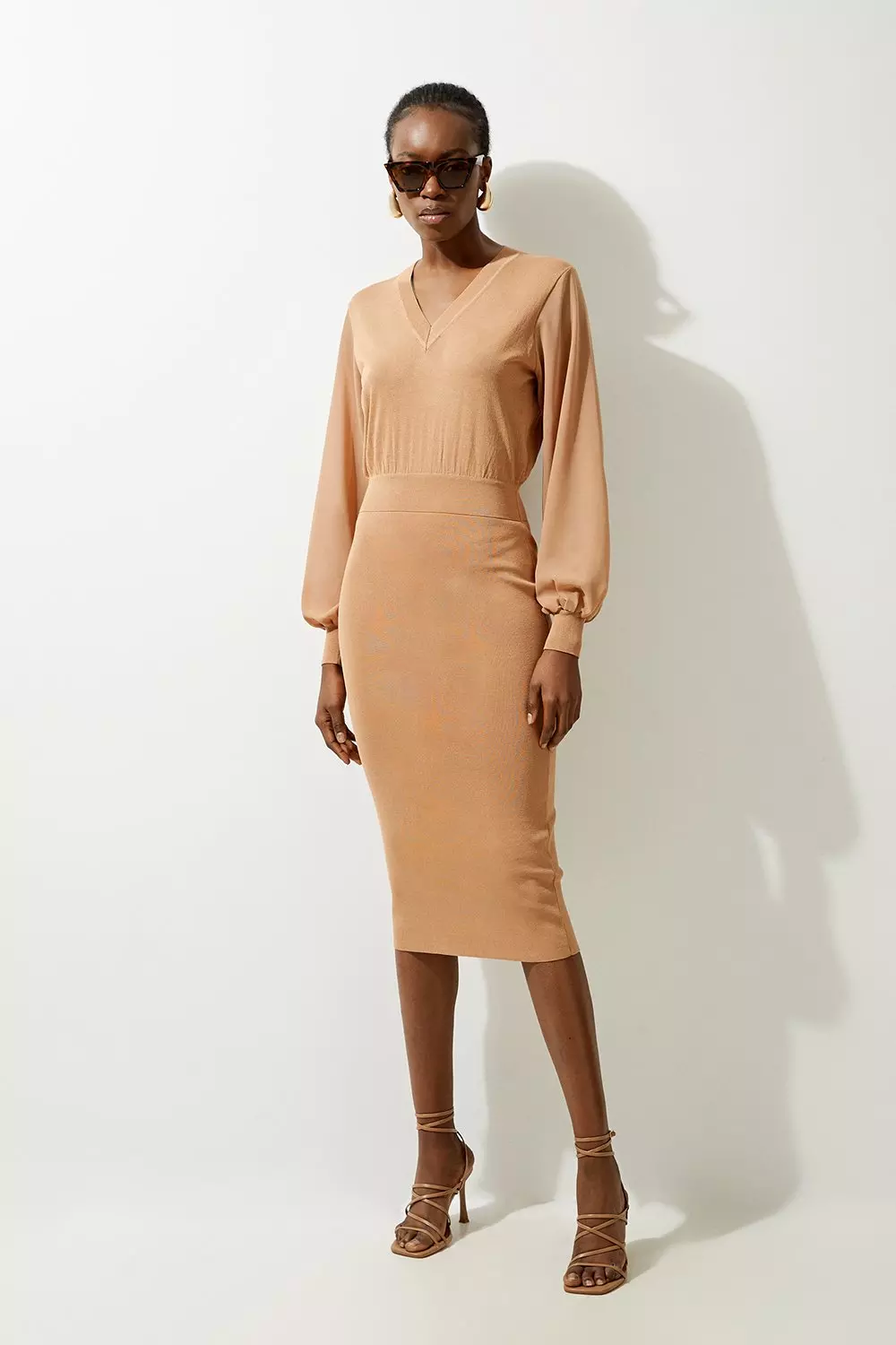 Light Weight Summer Knit Midi Pencil Dress Karen Millen