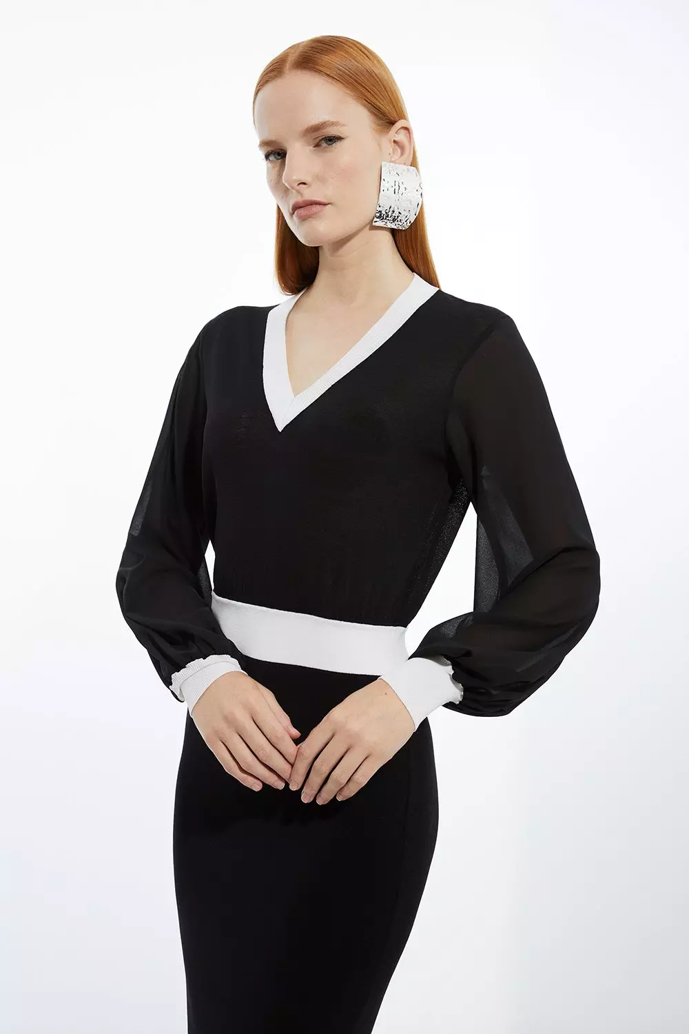 【Karen Millen】ライトウェイト ステッチ ニットドレス Light Weight Summer Knit Midi Pencil Dress | Karen Millen