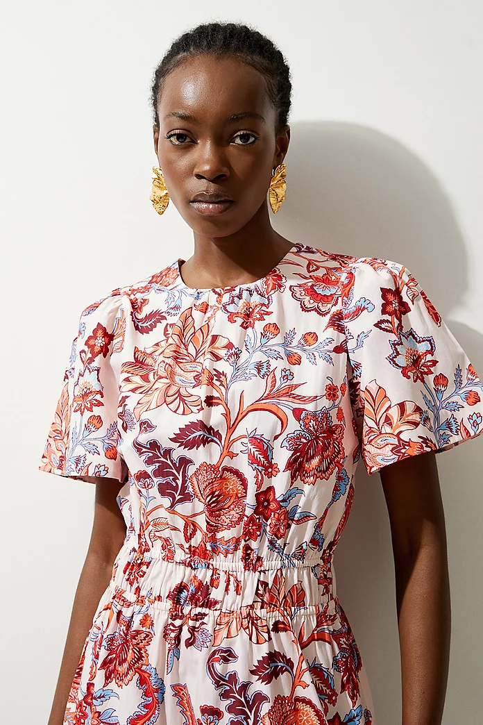 Botanic Printed Cotton Woven Mini Dress | Karen Millen Botanic Printed Cotton Woven Mini Dress | Karen Millen