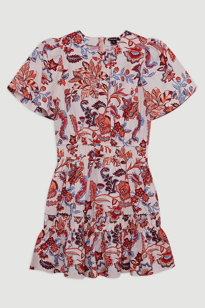 Botanic Printed Cotton Woven Mini Dress | Karen Millen Botanic Printed Cotton Woven Mini Dress | Karen Millen