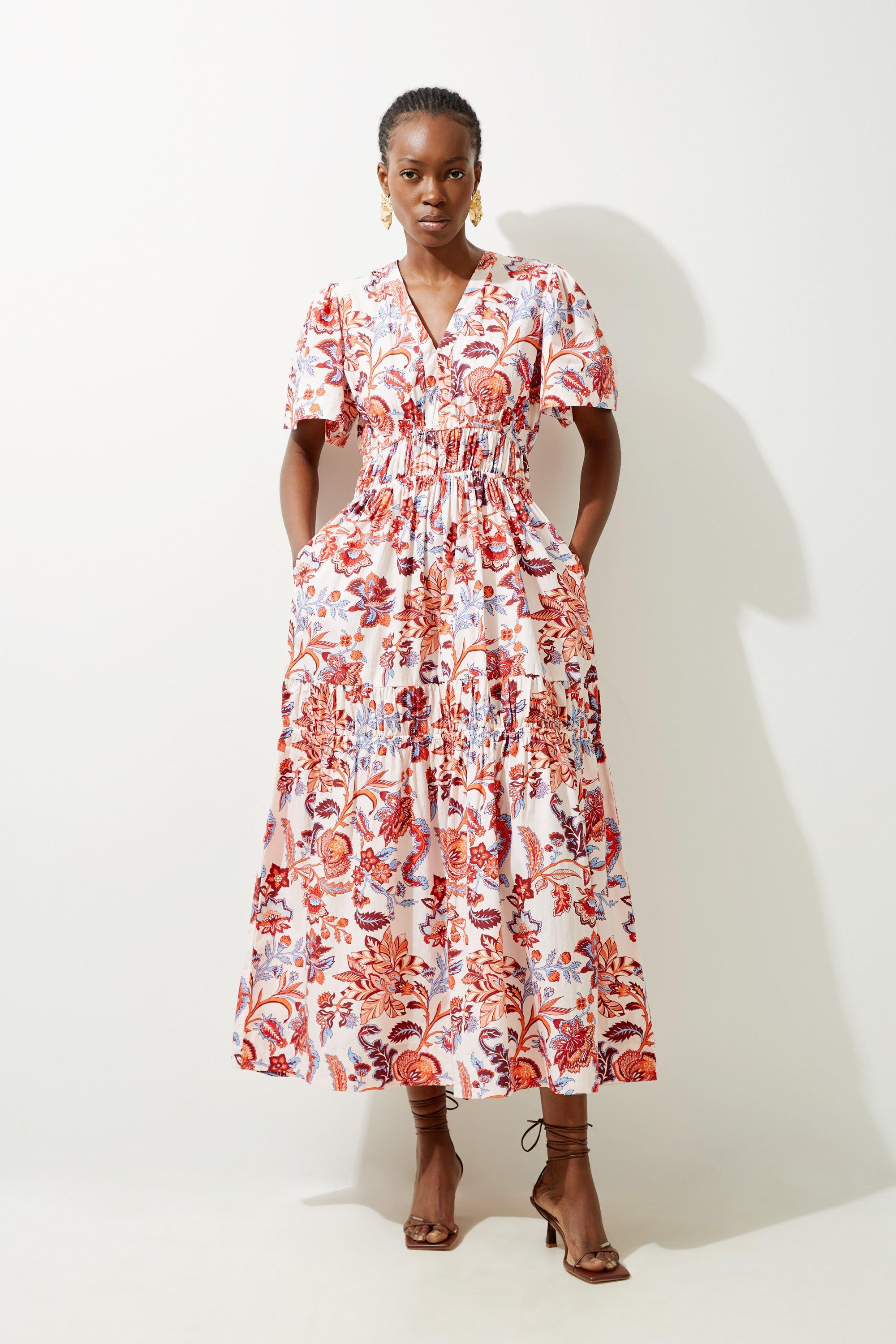 Botanic Floral Cotton Woven Maxi Dress - Discount £28