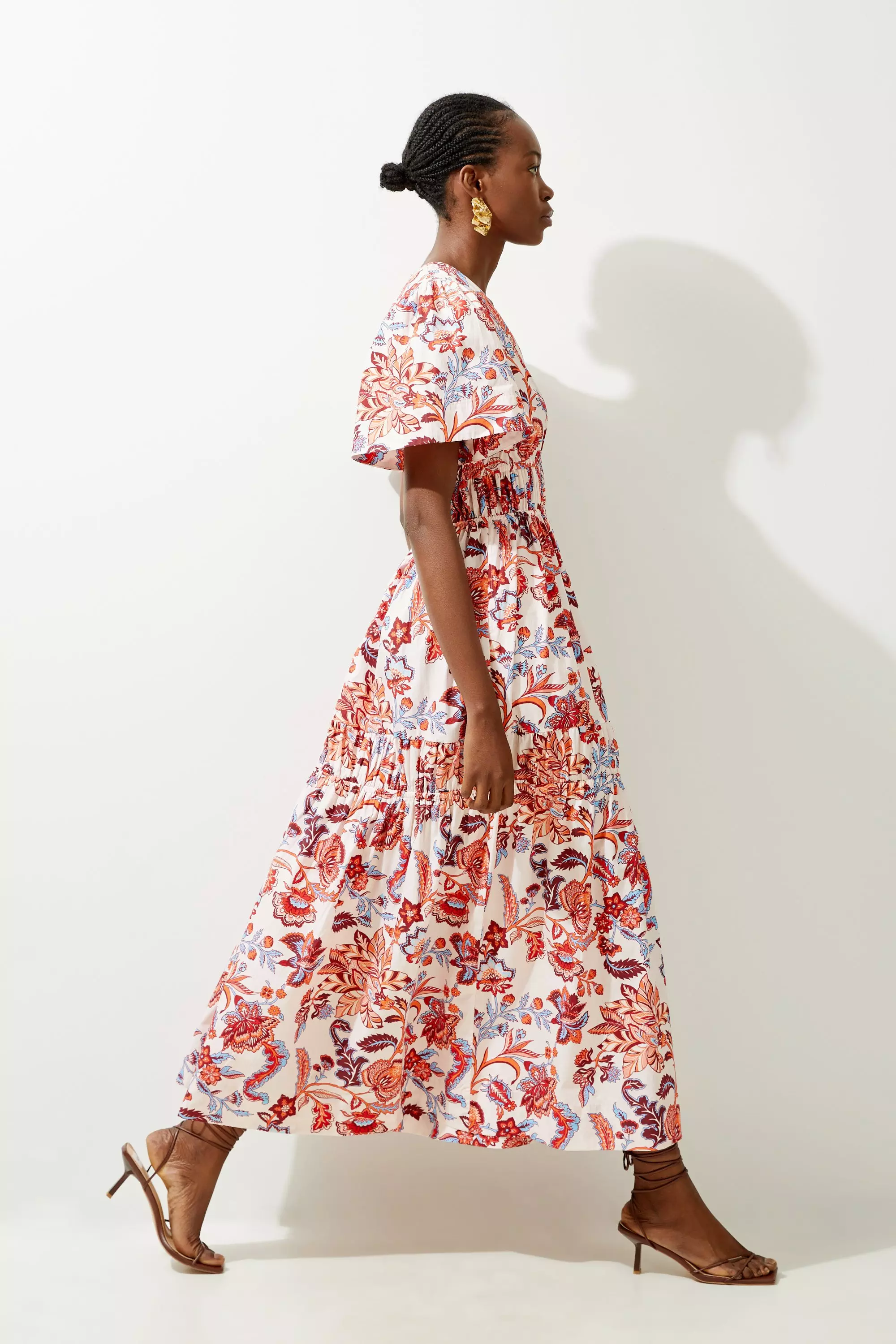 Botanic Floral Cotton Woven Maxi Dress | Karen Millen