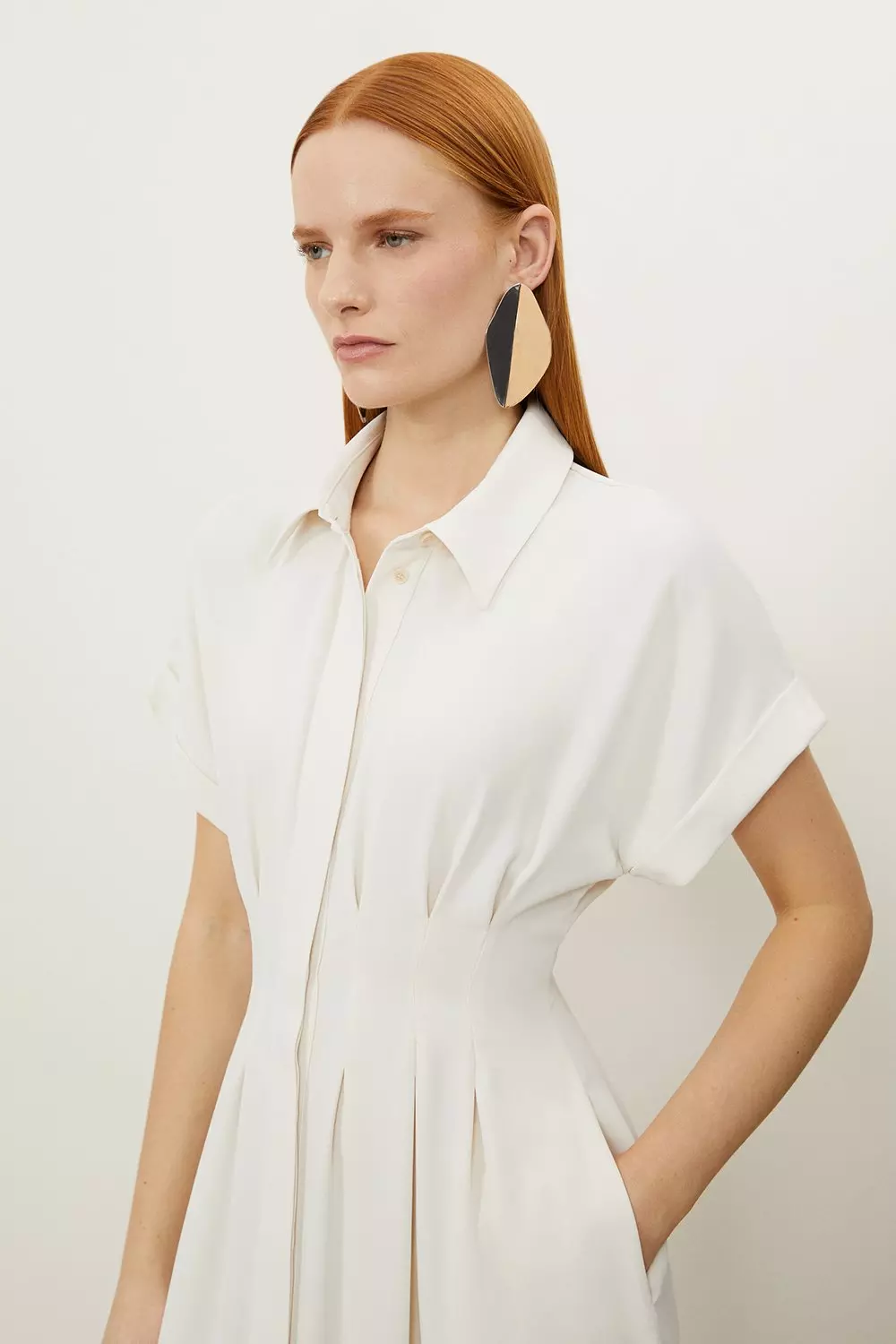 Soft Tailored Belted Darted Midi Shirt Dress Karen Millen