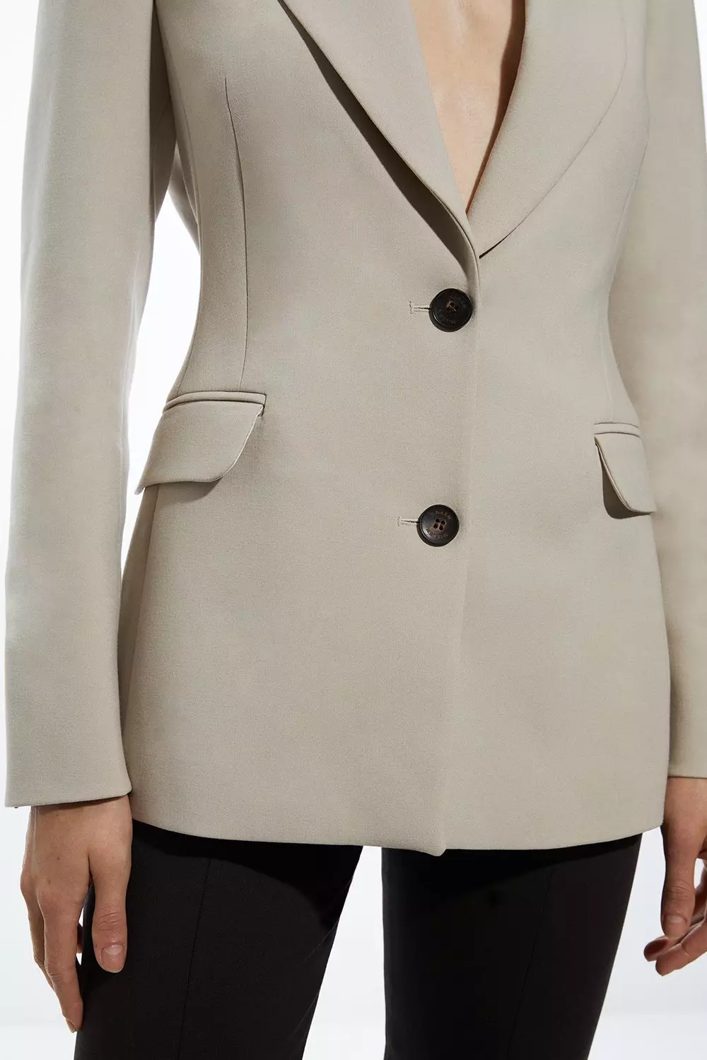 Stone Compact Stretch Cut Out Back Tailored Blazer alternative image