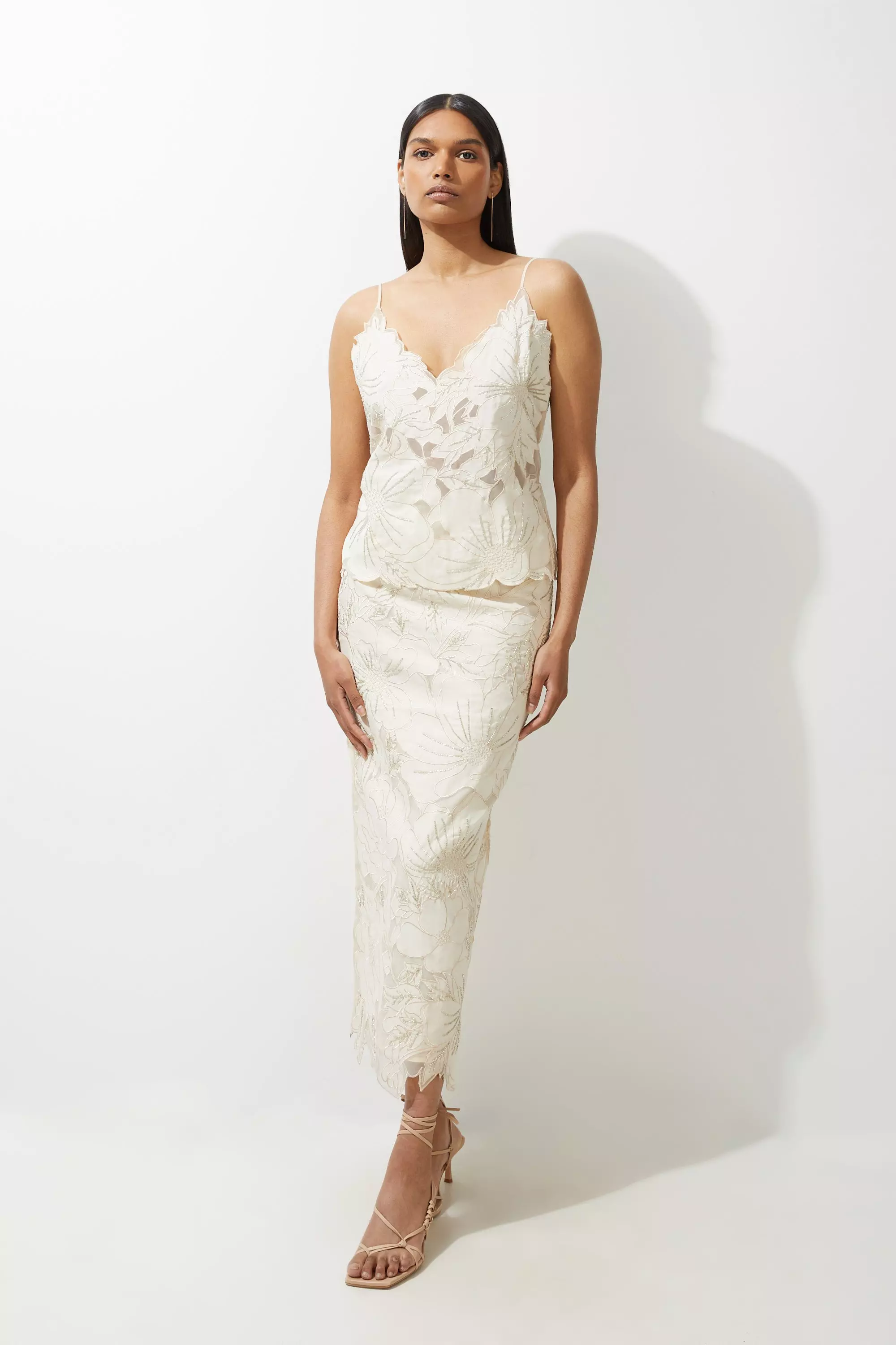 ◆KAREN MILLEN◆ コットン 刺繍 ベルト付き ドレス / white bkk24975_floral_xl?pdp.template