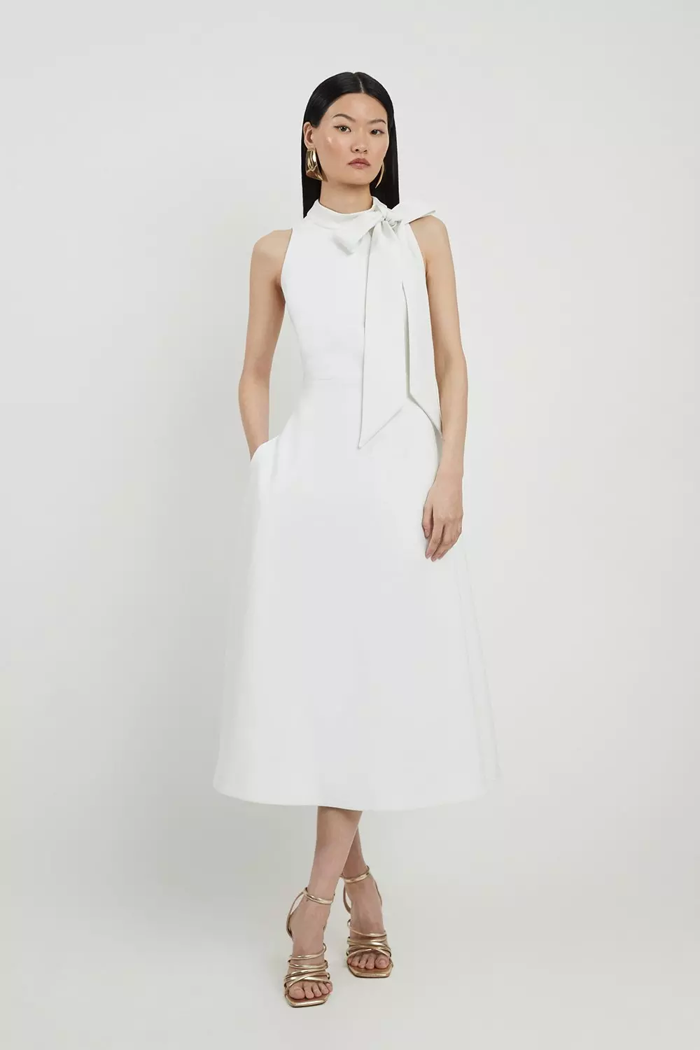 Karen millen bow front midi dress hotsell