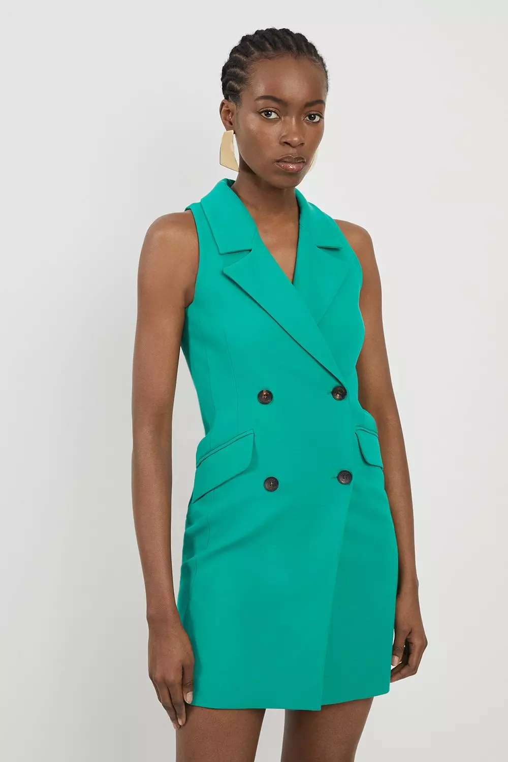 Compact Stretch Halter Neck Mini Blazer Dress Karen Millen