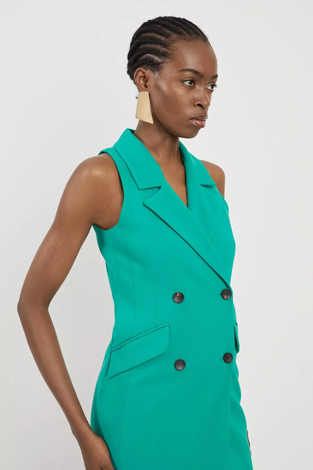 Compact Stretch Halter Neck Mini Blazer Dress | Karen Millen