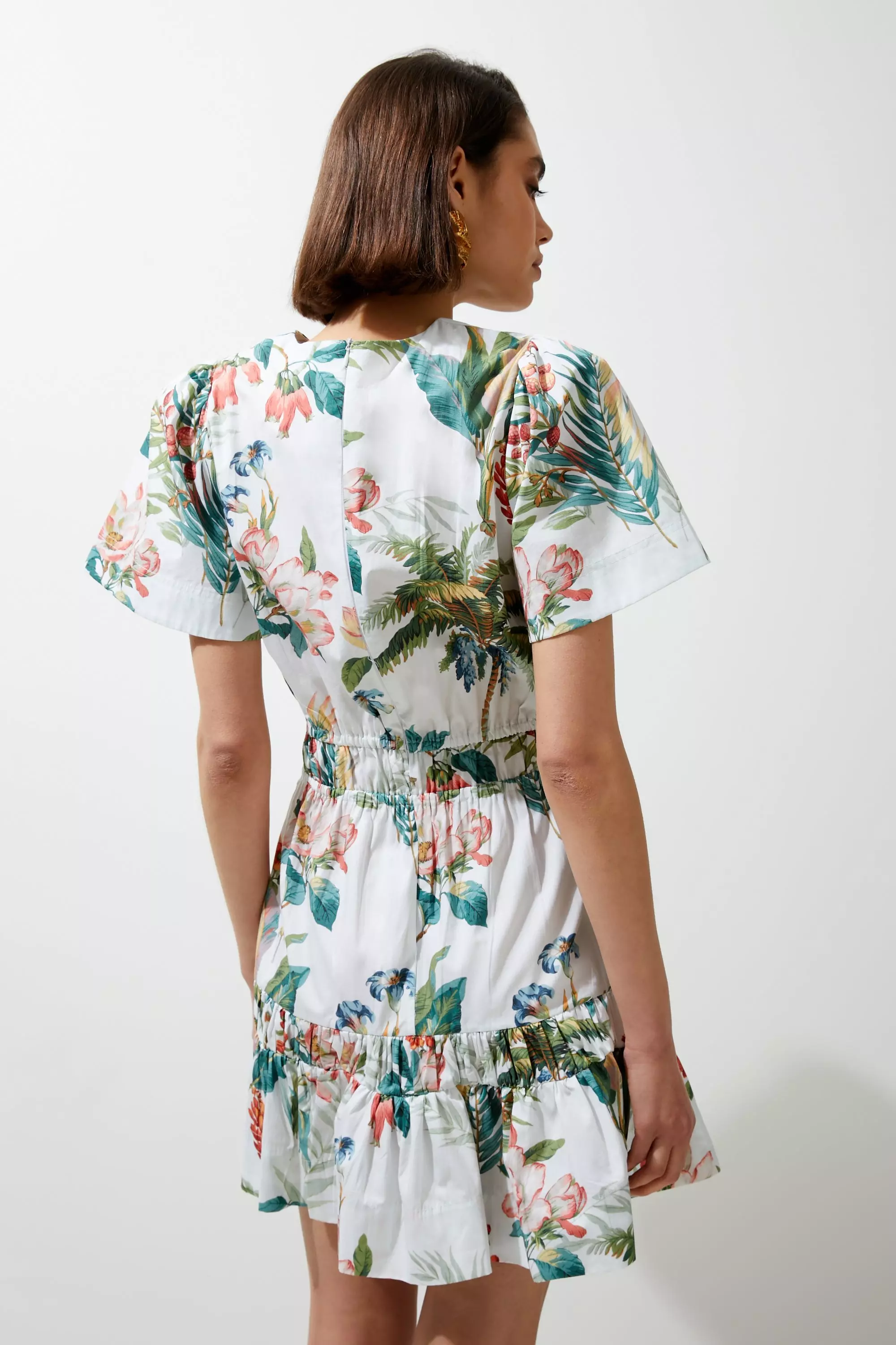KAREN MILLEN 日本未入荷 抽象 コットン 着物袖織り ミニドレス Tiger Printed Drama Kimono Woven Mini Dress | Karen Millen