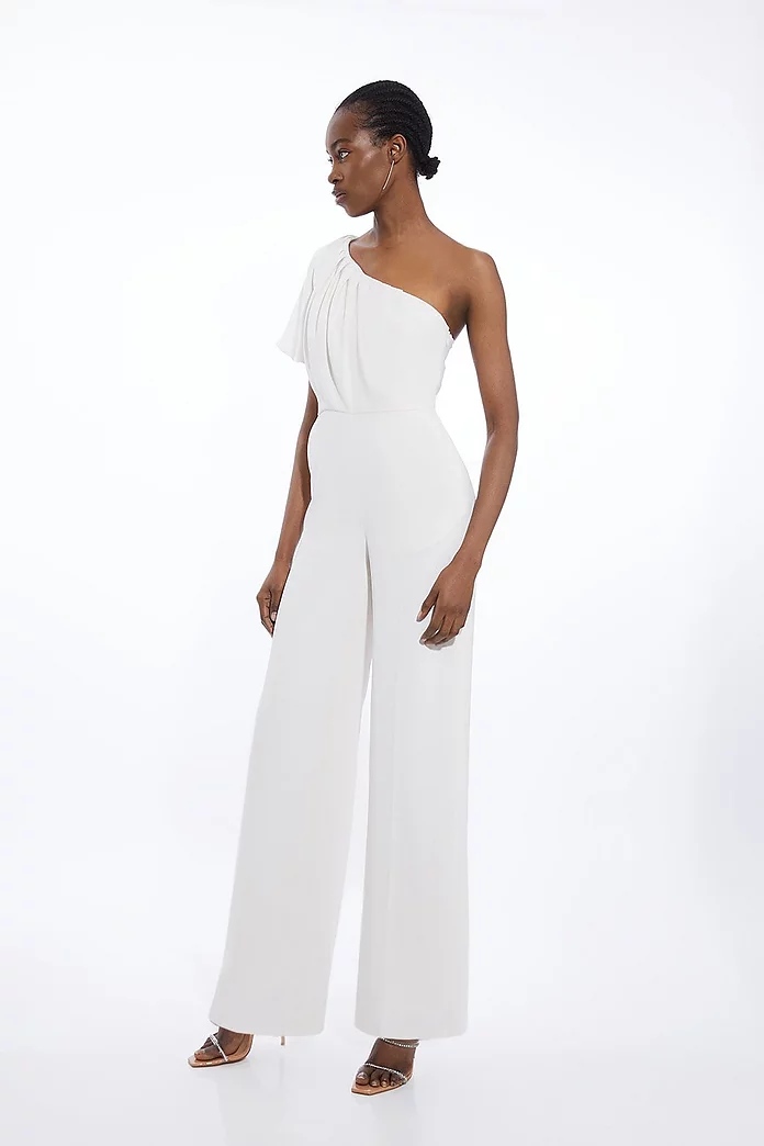 Soft Tailored One Shoulder Wide Leg Jumpsuit | Karen Millen Soft Tailored One Shoulder Wide Leg Jumpsuit | Karen Millen
