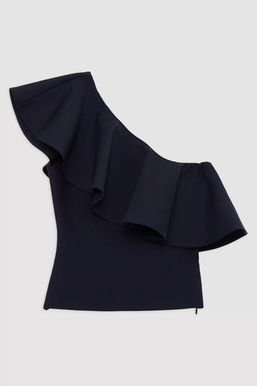Navy Figure Form Bandage Drama Frill Knit Top alternative image