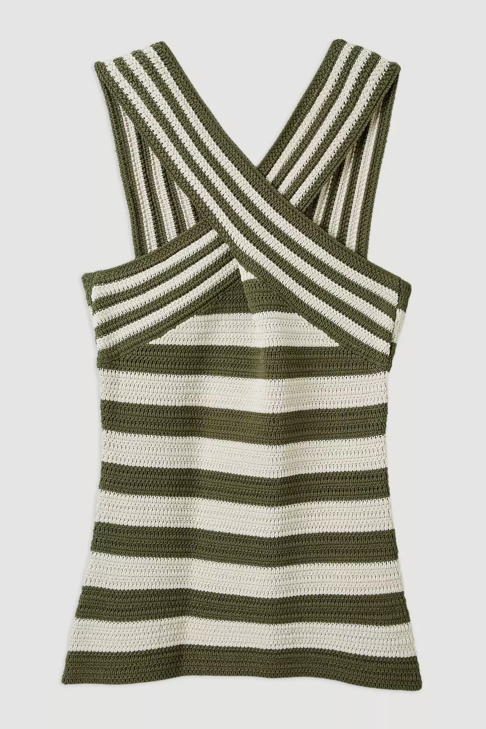 Viscose Blend Crochet Knit Cross Front Top | Karen Millen