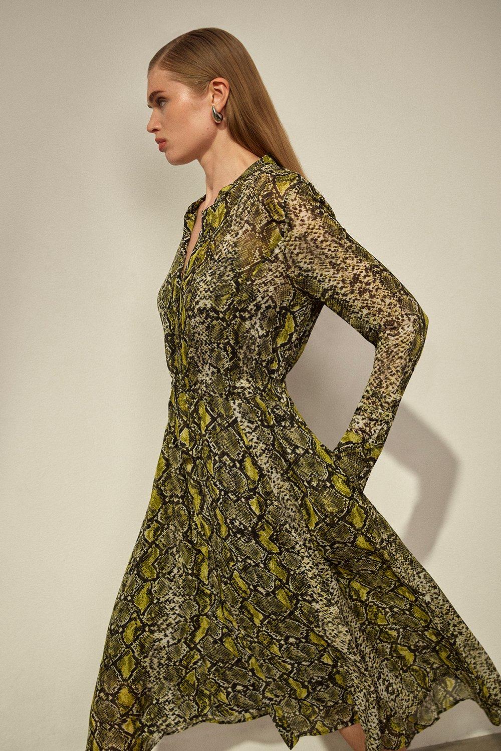 The Founder Snake Print Viscose Georgette Woven Midi Dress - Discount £54