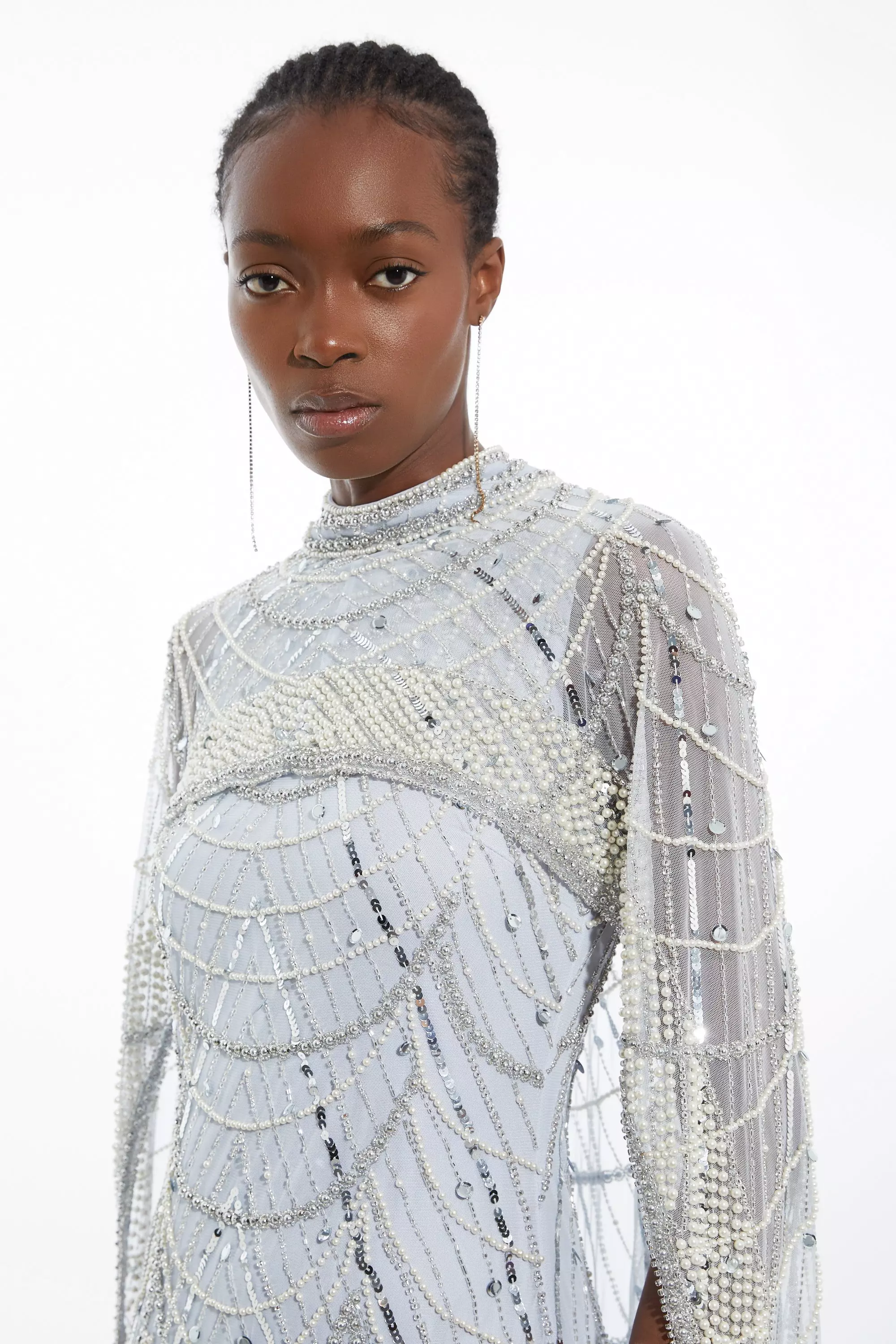 Crystal Embellished Cape Detail Maxi Dress | Karen Millen