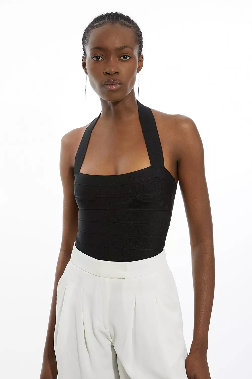 関税送料込★SALE★完売間近ラスト★KarenMillen★Batwingドレス Figure Form Bandage Halter Square Neck Top | Karen Millen