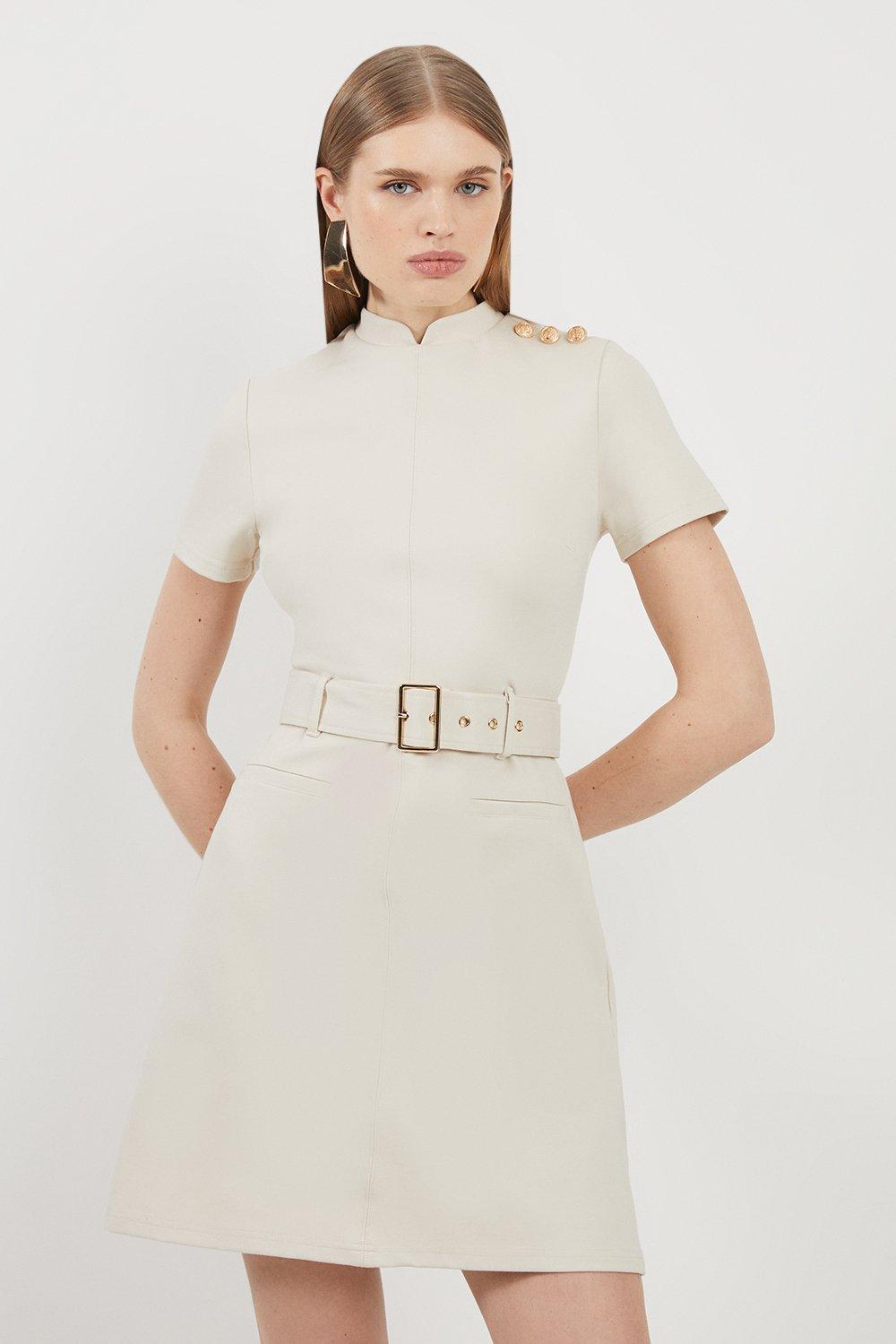 Belted Detail Ponte Jersey Mini Dress - Discount £30