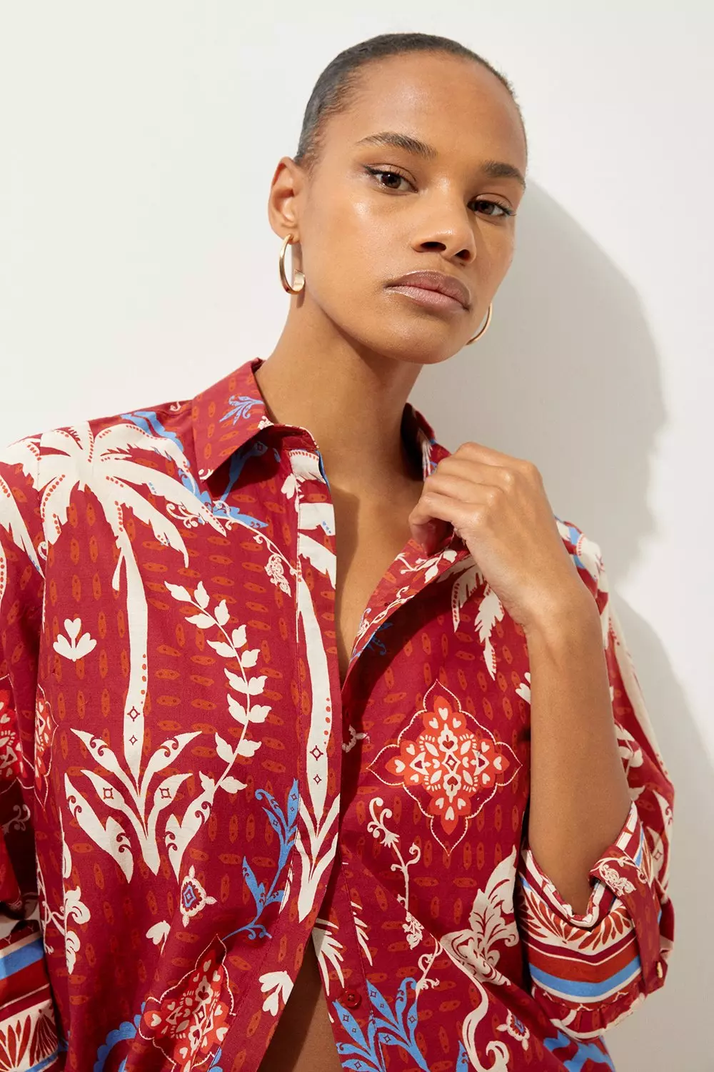 Printed Cotton Voile Beach Shirt | Karen Millen