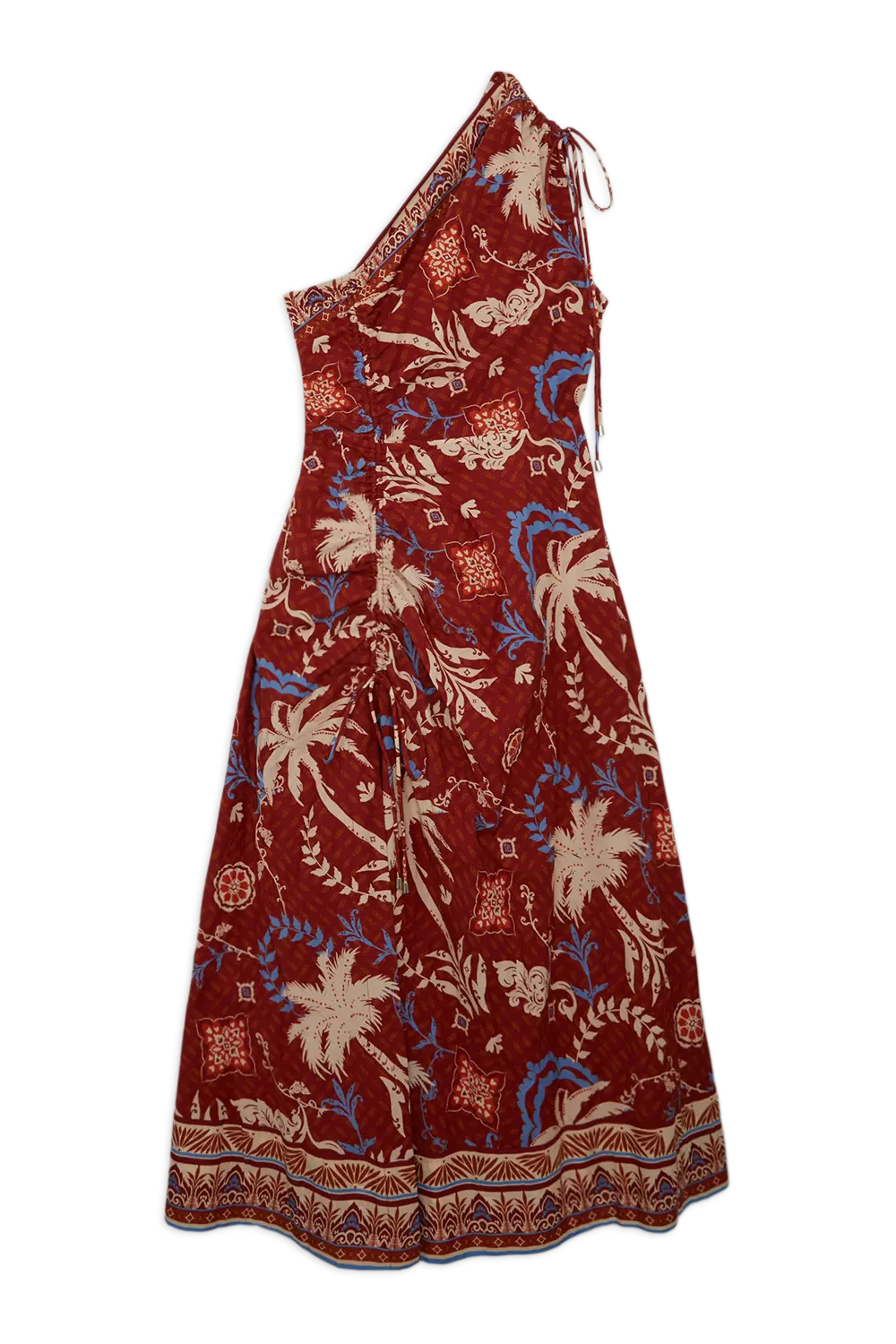 Rust Printed Cotton Voile One Shoulder Midi Beach Dress alternative image