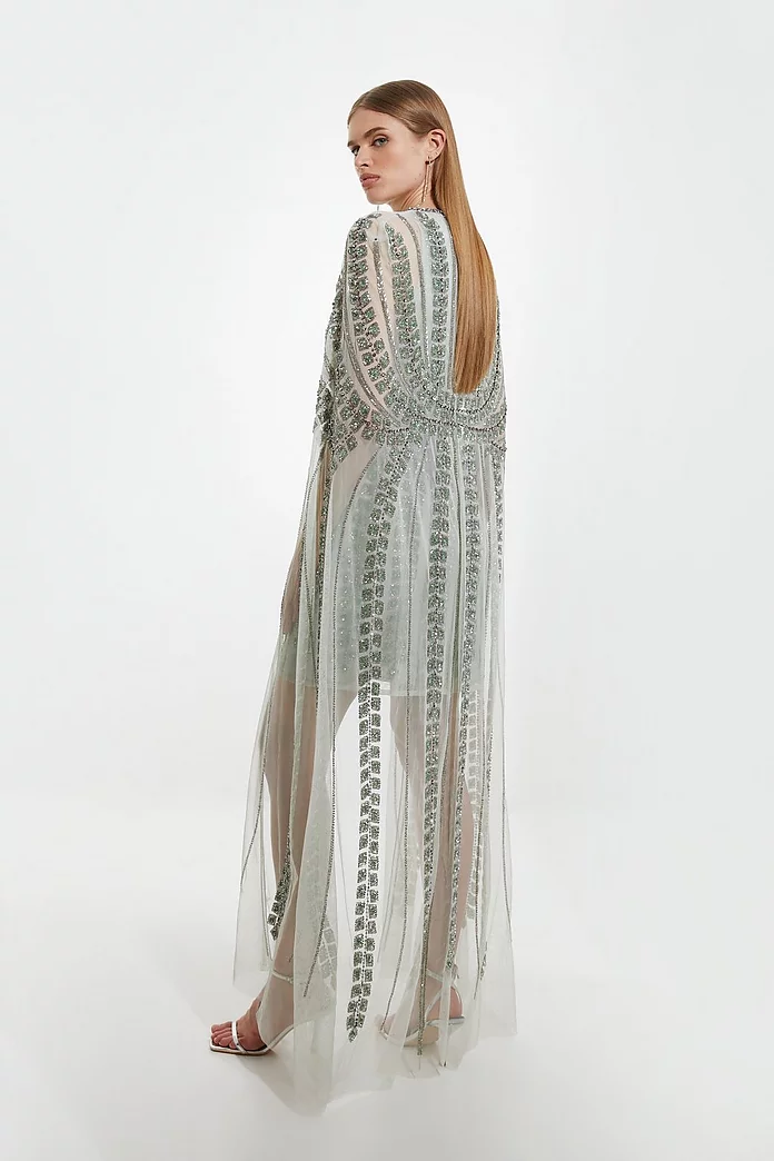 Petite Premium Embellished Cape Mini Dress | Karen Millen Petite Premium Embellished Cape Mini Dress | Karen Millen