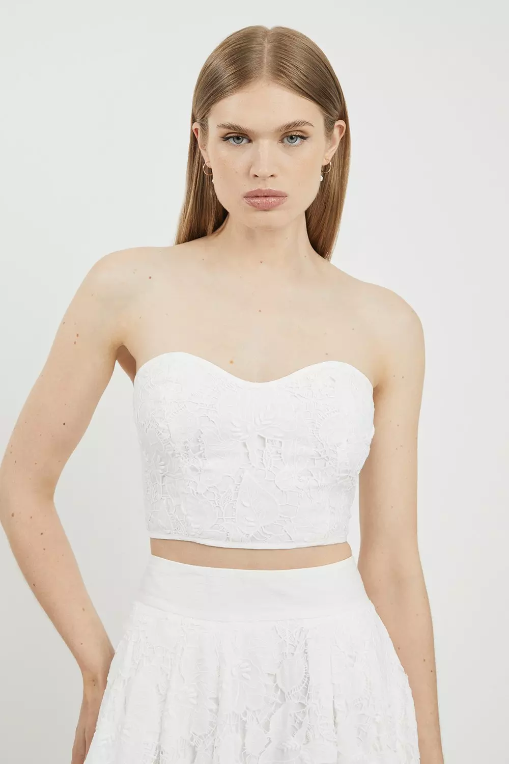 【KAREN MILLEN】コンパクトスト レッチベルト ミディドレス Crystal Embellished Textured Jacquard Bandeau Tailored