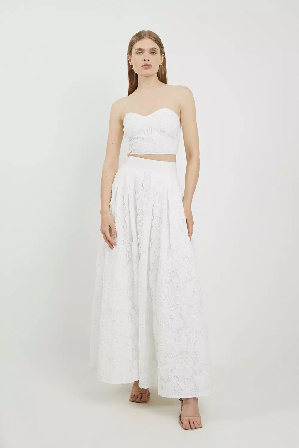 Karen Millen Womens Lydia Millen Lace Cotton Maxi Skirt White Size 6