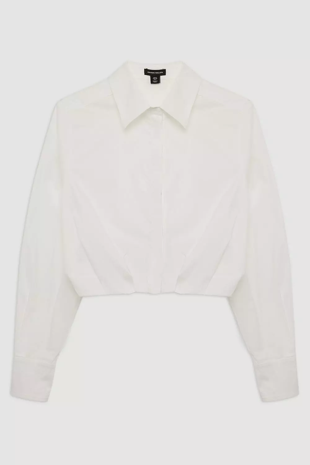 White Cropped Long Sleeve Woven Shirt alternative image