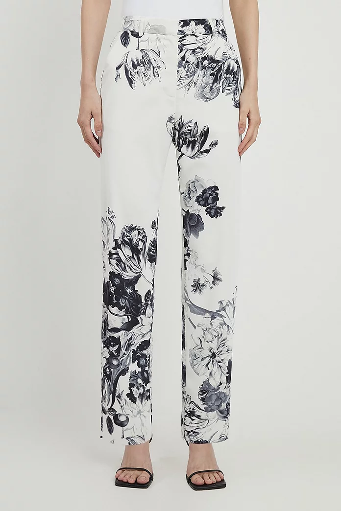 Tailored Crepe Mono Floral Slim Leg Dress Pants | Karen Millen Tailored Crepe Mono Floral Slim Leg Dress Pants | Karen Millen