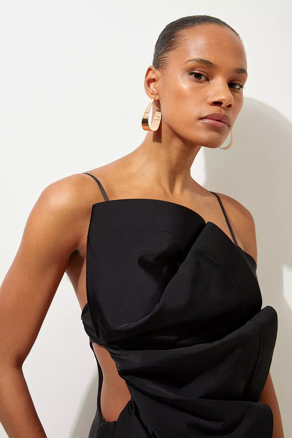 Black Drama Ruffle Strappy High Leg Swimsuit alternative image