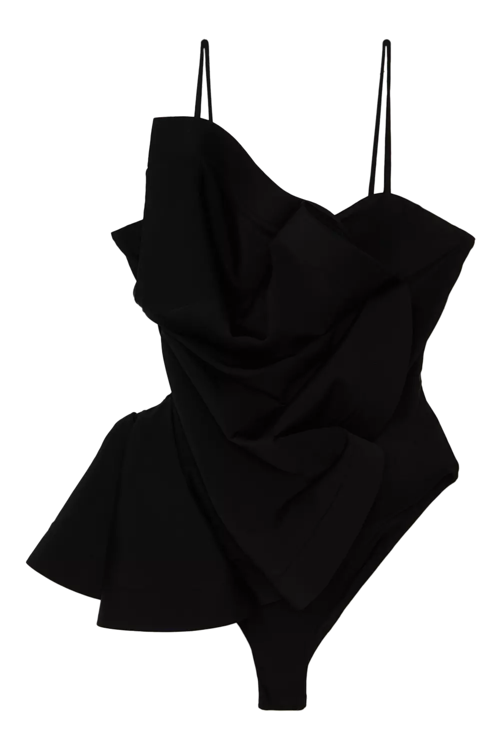 Black Drama Ruffle Strappy High Leg Swimsuit alternative image