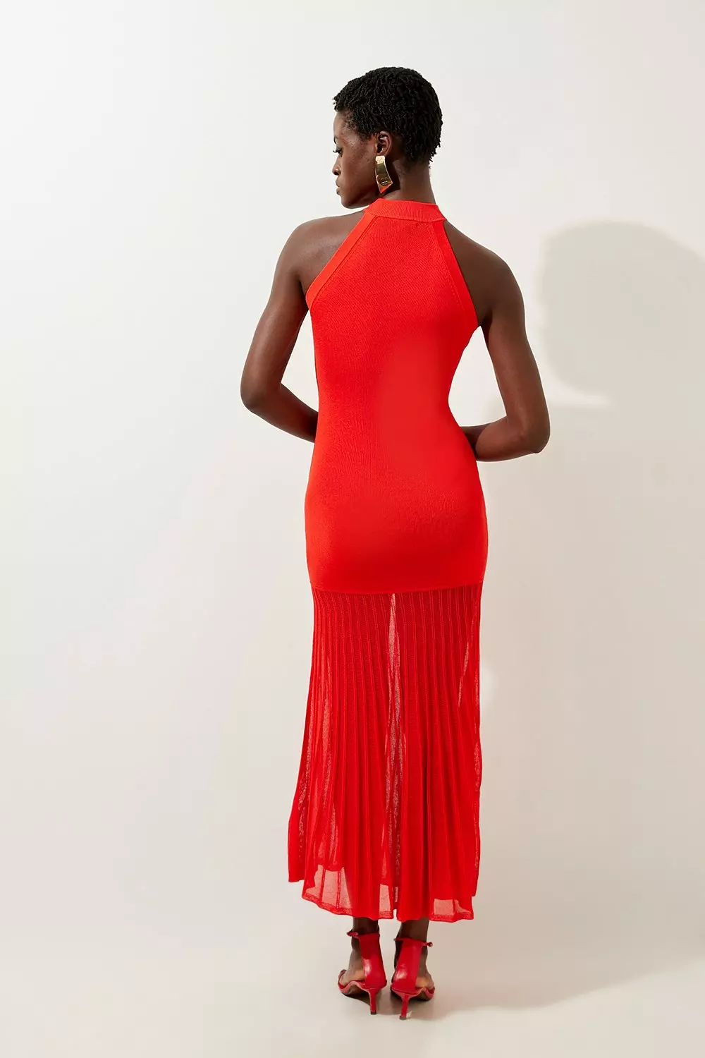 【Karen Millen】スクエアネック コットン マキシ*送料関税込 Figure Form Bandage Asymmetric Knit Midi Dress | Karen Millen