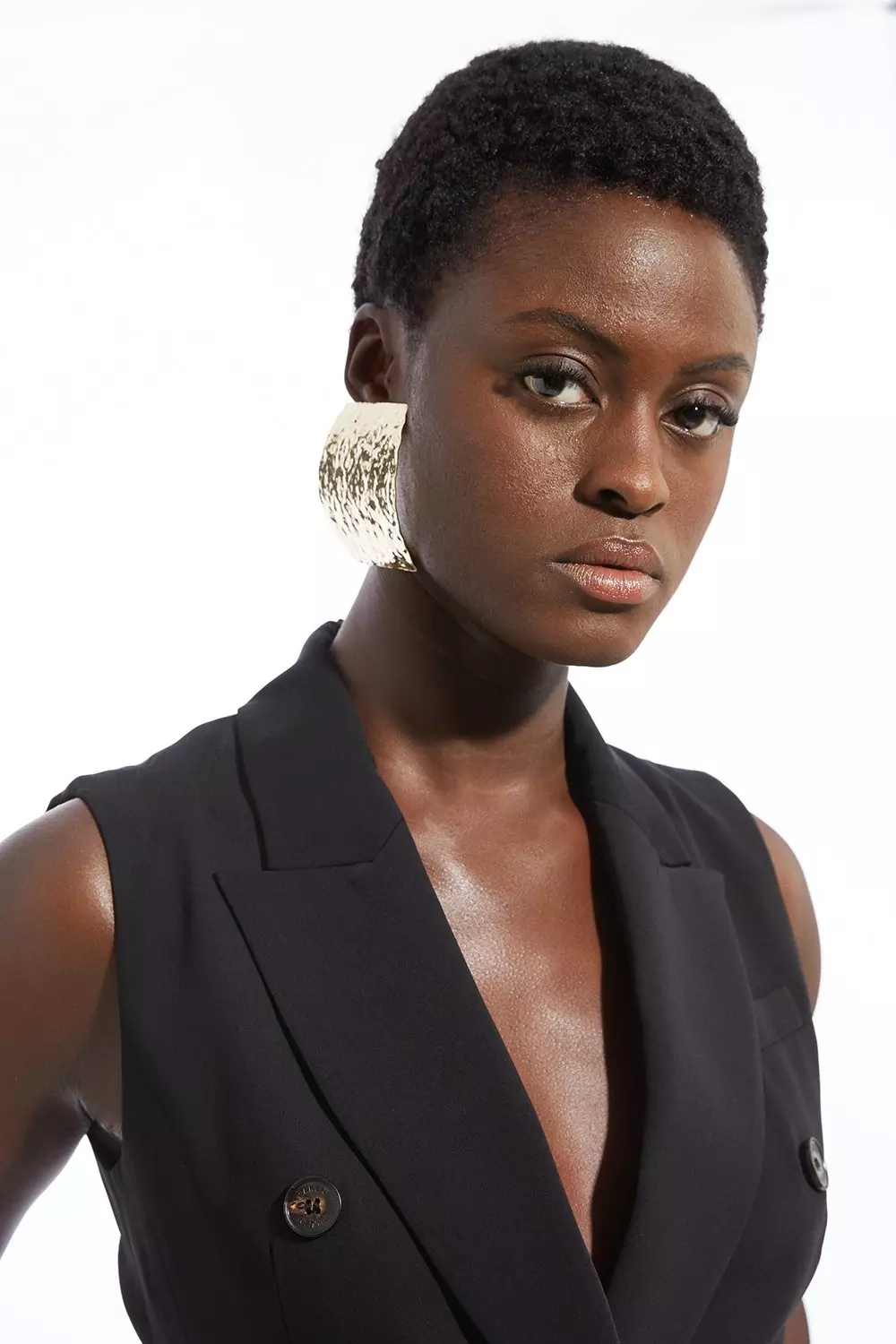 Soft Tailored Double Breasted Sleeveless Tailored Blazer