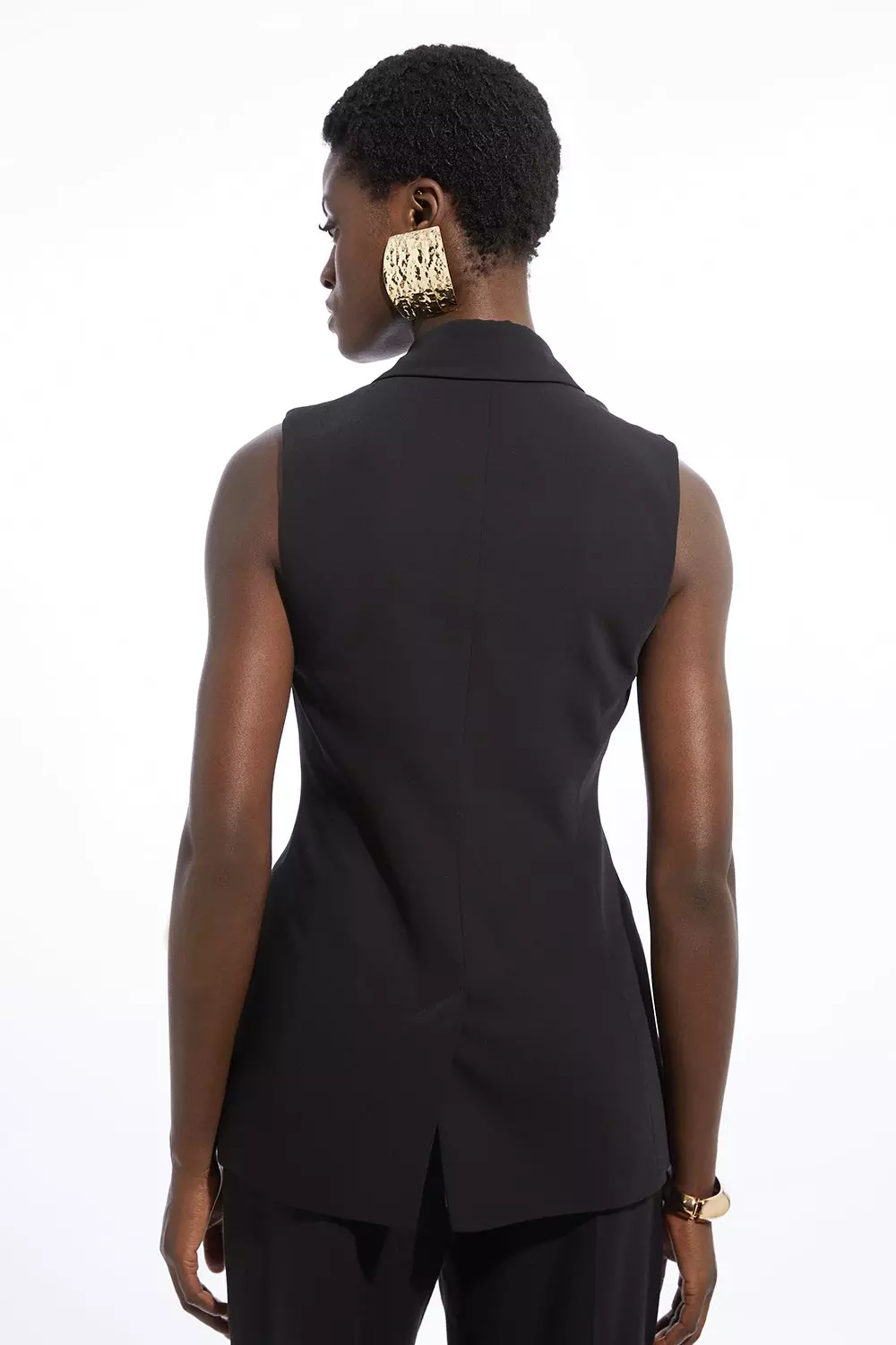 Soft Tailored Double Breasted Sleeveless Tailored Blazer