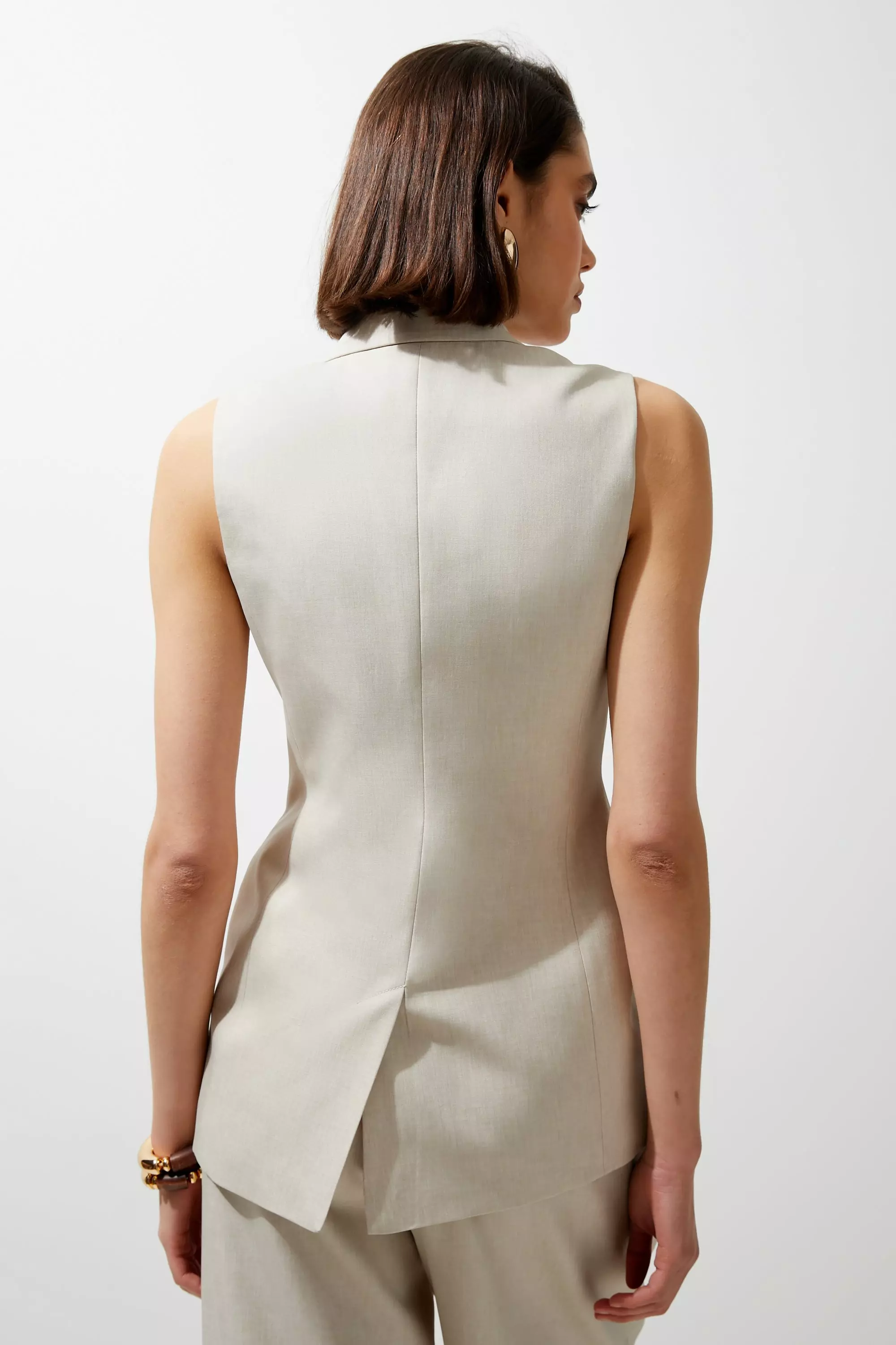 Melange Double Breasted Sleeveless Tailored Blazer | Karen