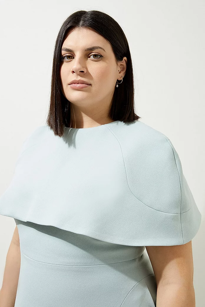 Lydia Millen Plus Size Structured Crepe Cape Sleeve Full Lydia Millen Plus Size Structured Crepe Cape Sleeve Full