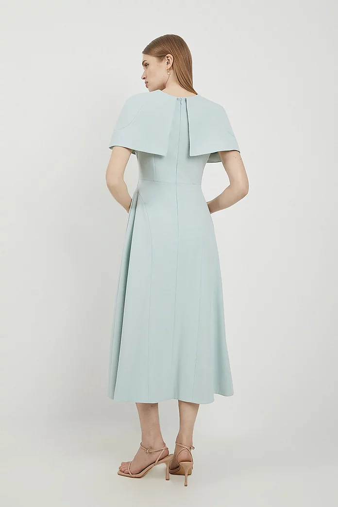 Lydia Millen Petite Structured Crepe Cape Sleeve Full Skirt Lydia Millen Petite Structured Crepe Cape Sleeve Full Skirt